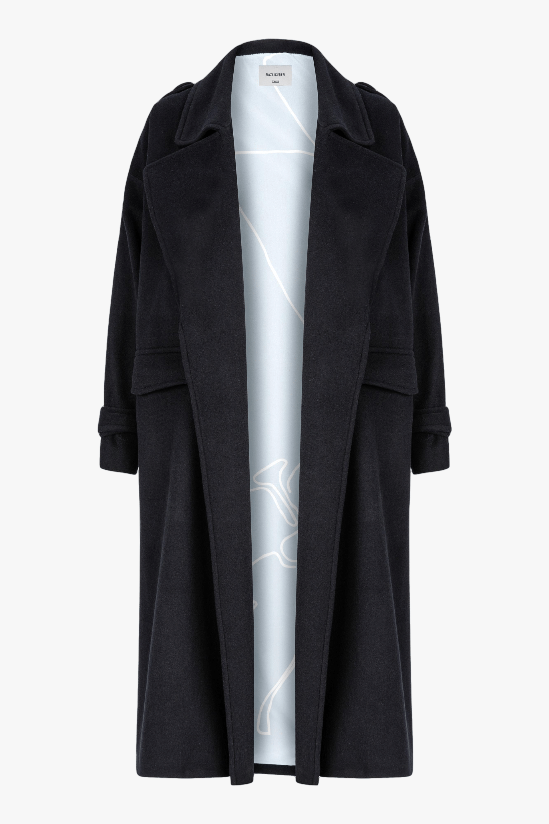 Laura Oversized Coat in Navy Blue made by Nazli Ceren