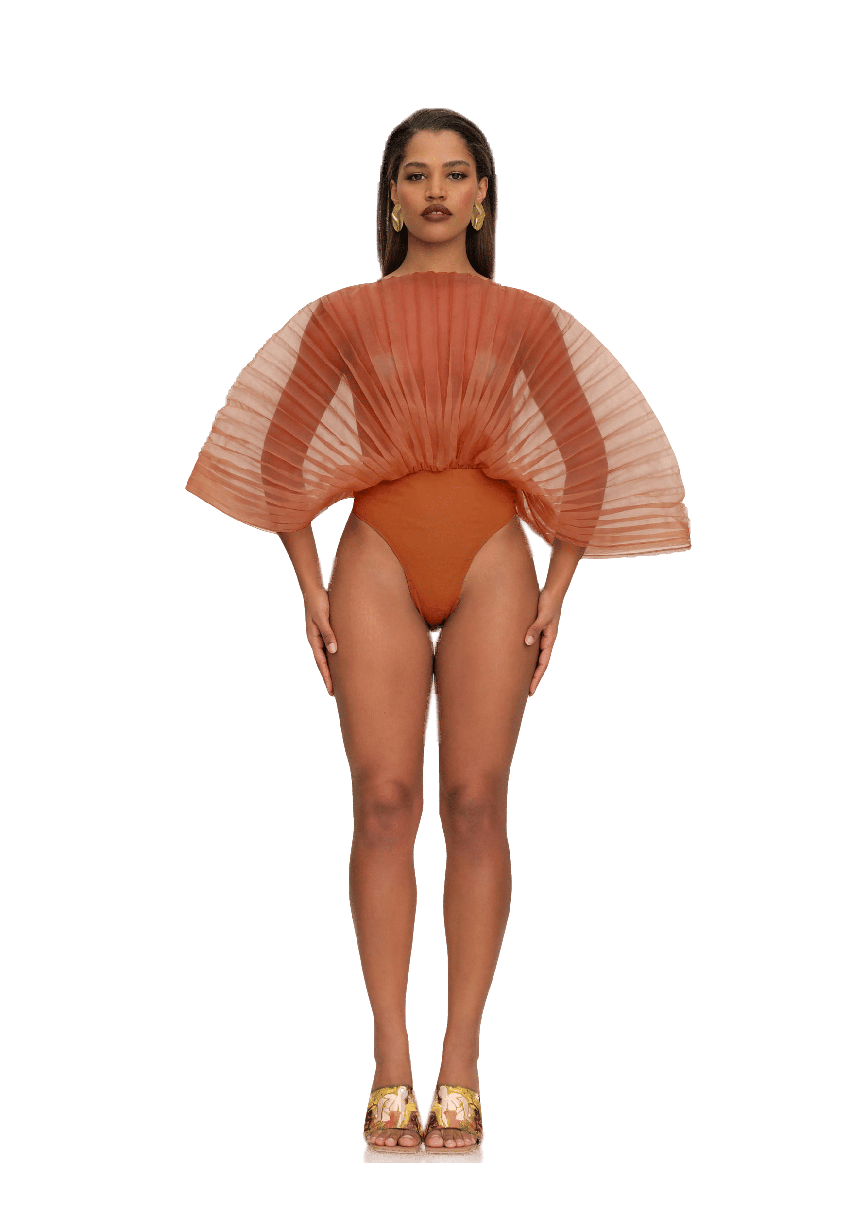 SOMBRA BODYSUIT - RUST POMEGRANATE made by Andrea Iyamah