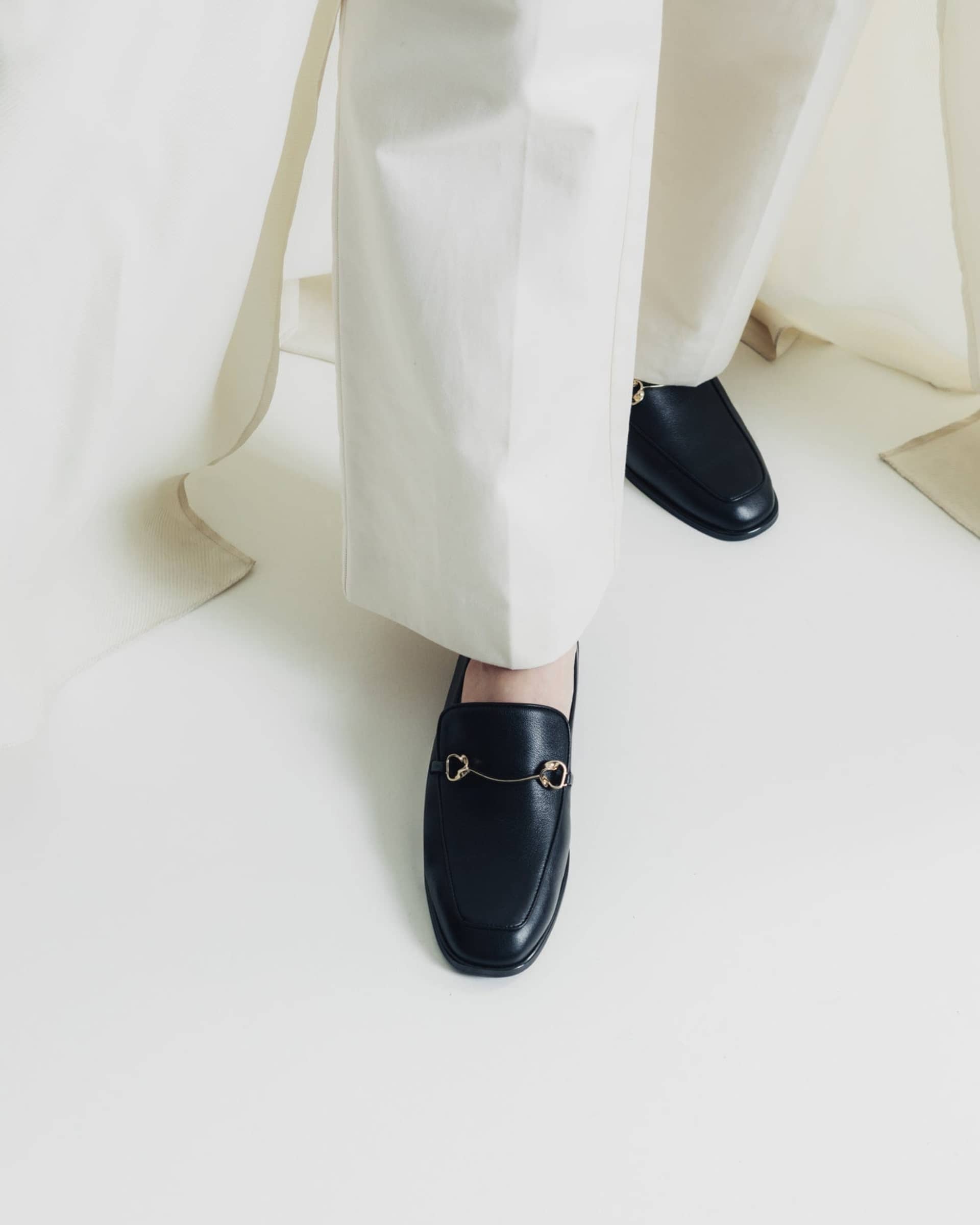 The Modern Moccasin - Black with hardware made by ESSEN