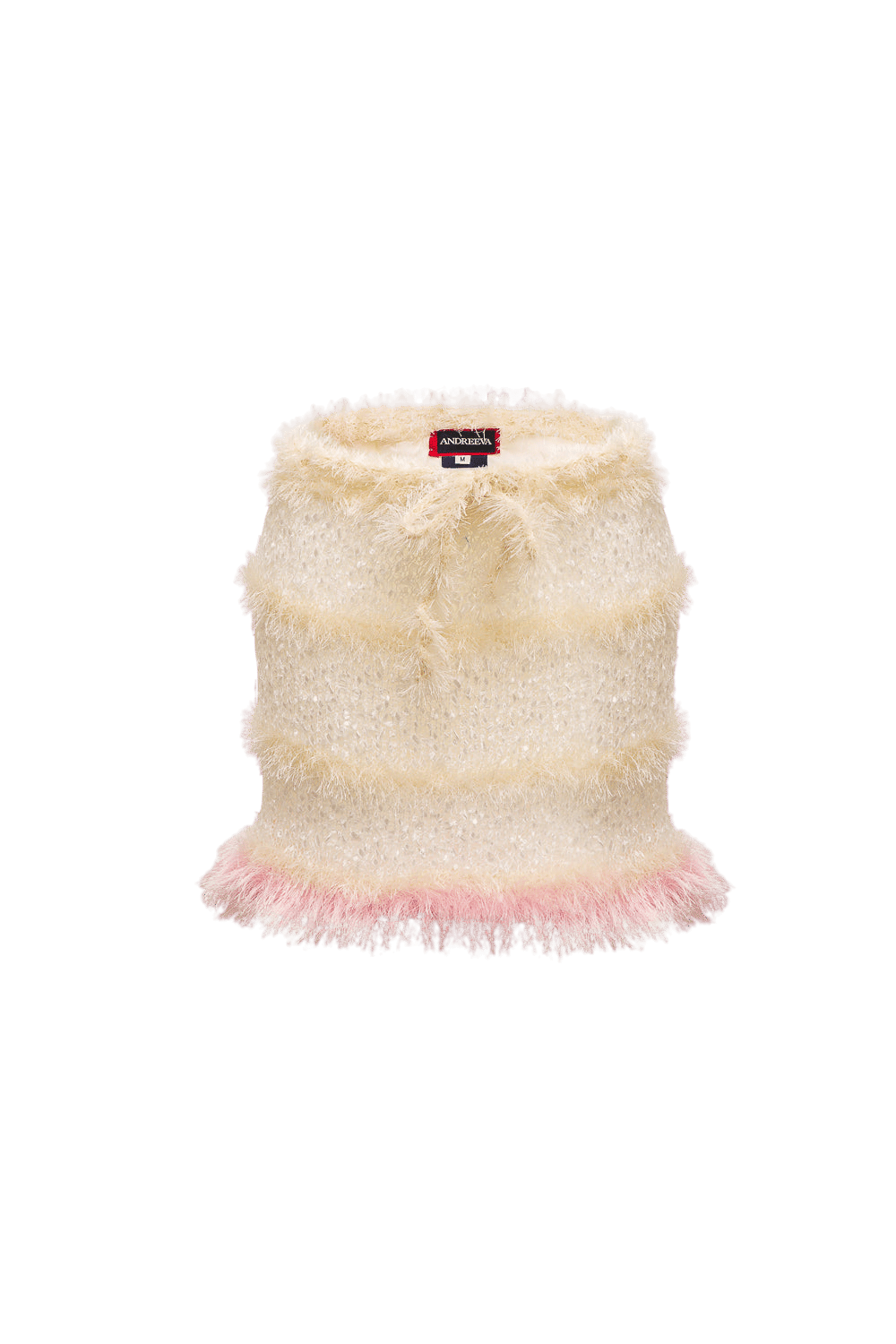 Swan Handmade Knit Skirt in White made by ANDREEVA