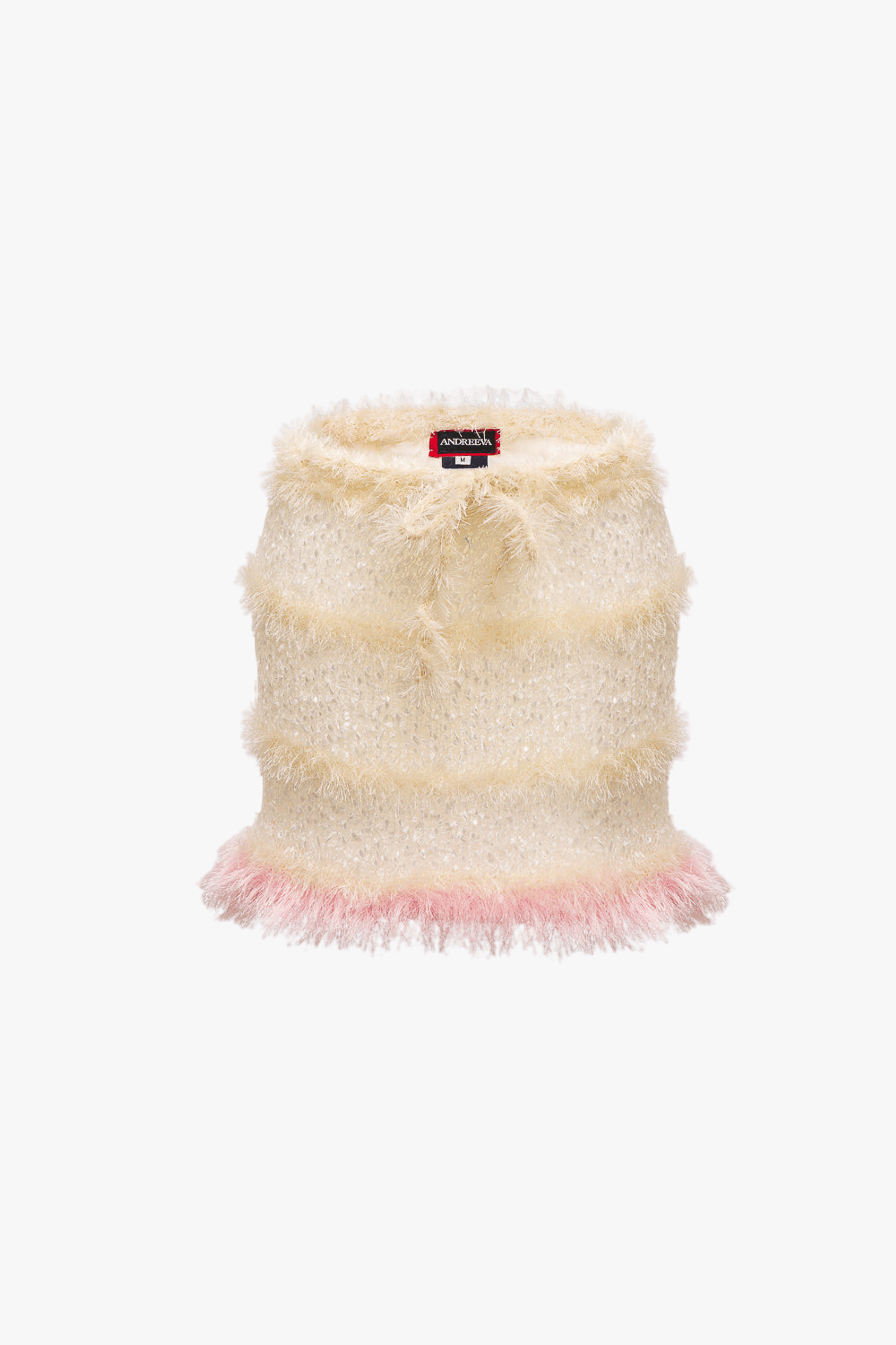 Swan Handmade Knit Skirt in White made by ANDREEVA