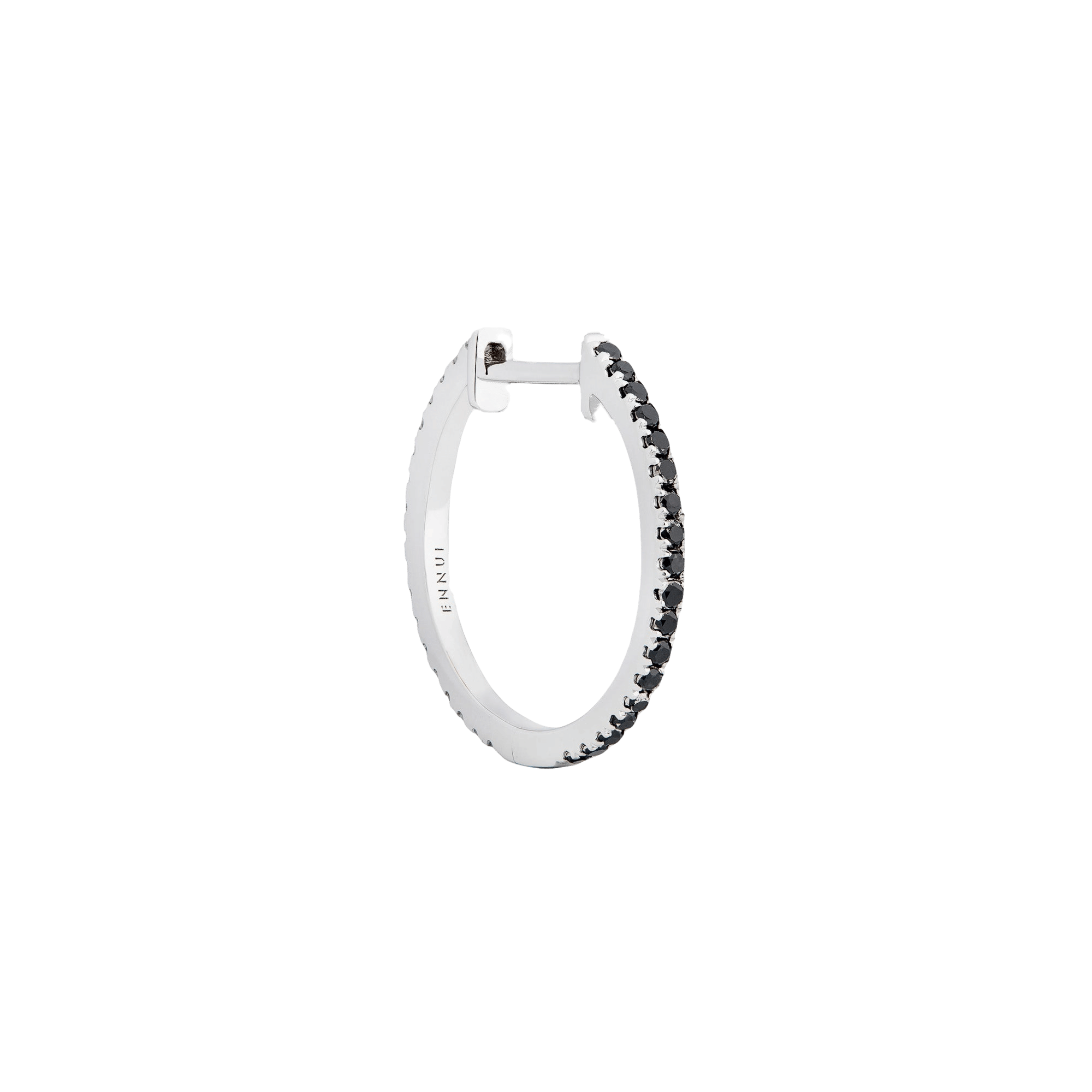 HOOP BLACK/WHITE DIAMOND & WHITE GOLD - 16MM made by ENNUI