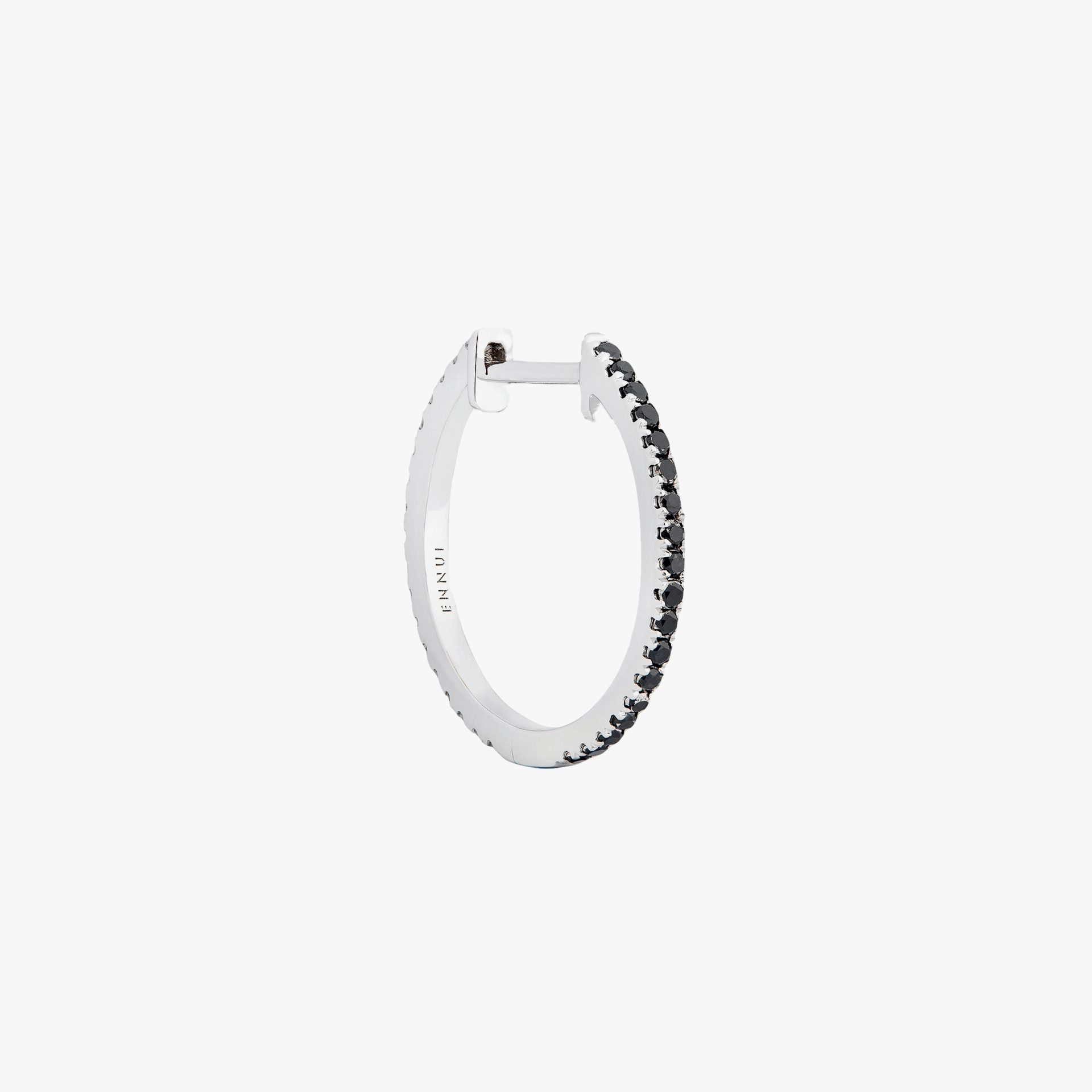 HOOP BLACK/WHITE DIAMOND & WHITE GOLD - 16MM made by ENNUI