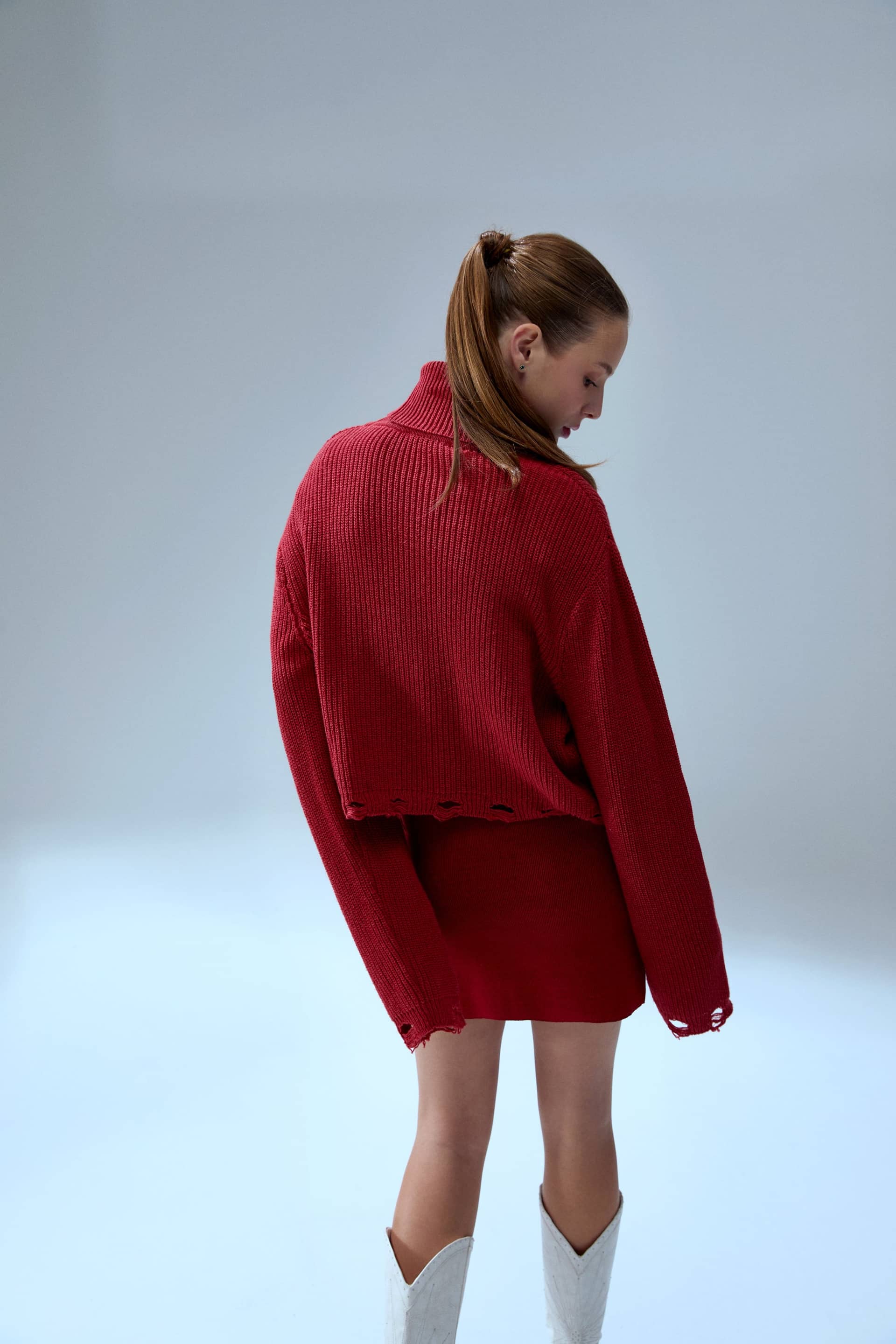 YOUR * ITCH RIPPED HIGH NECK KNIT SWEAT - SAMBA made by PCFG