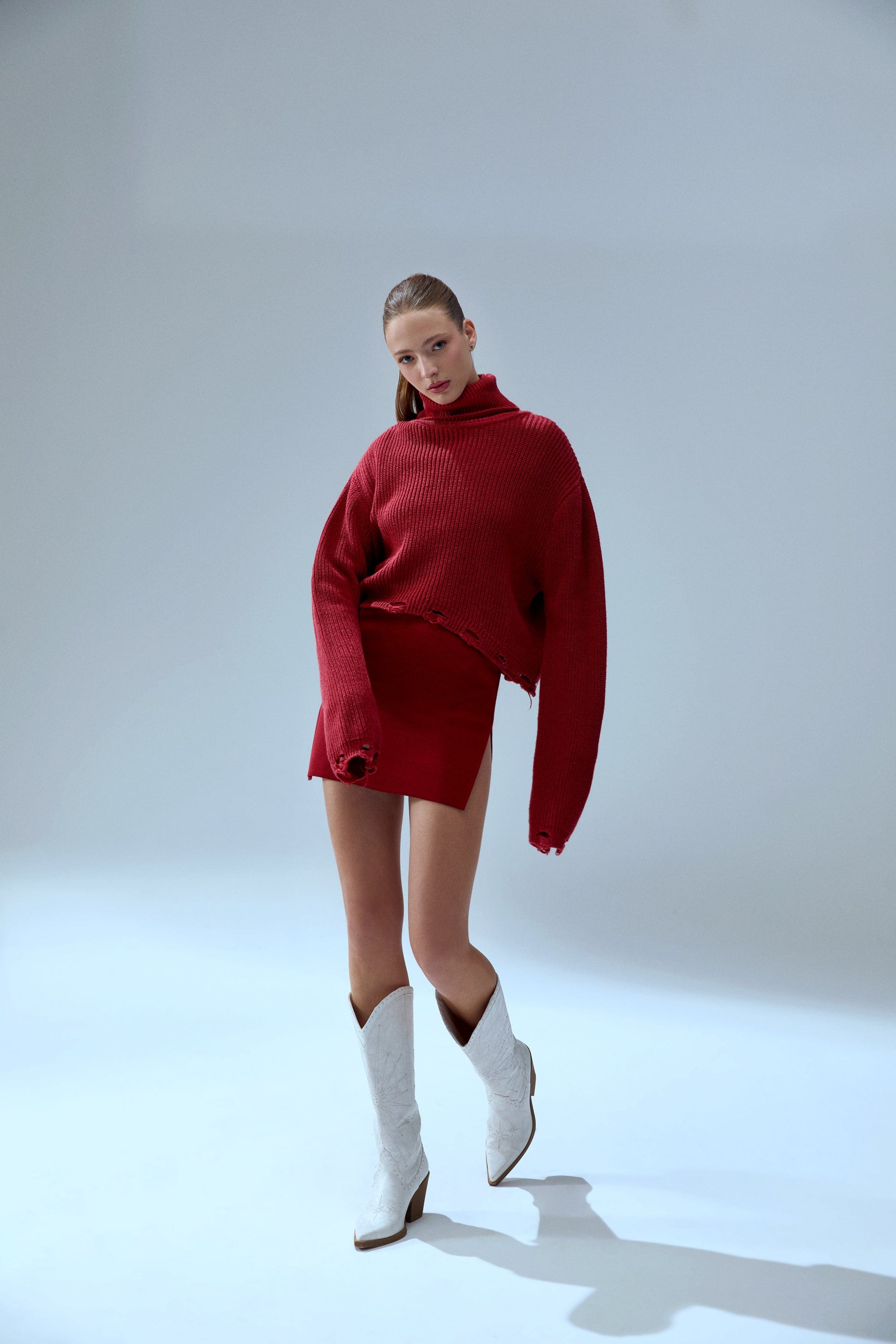 YOUR * ITCH RIPPED HIGH NECK KNIT SWEAT - SAMBA made by PCFG