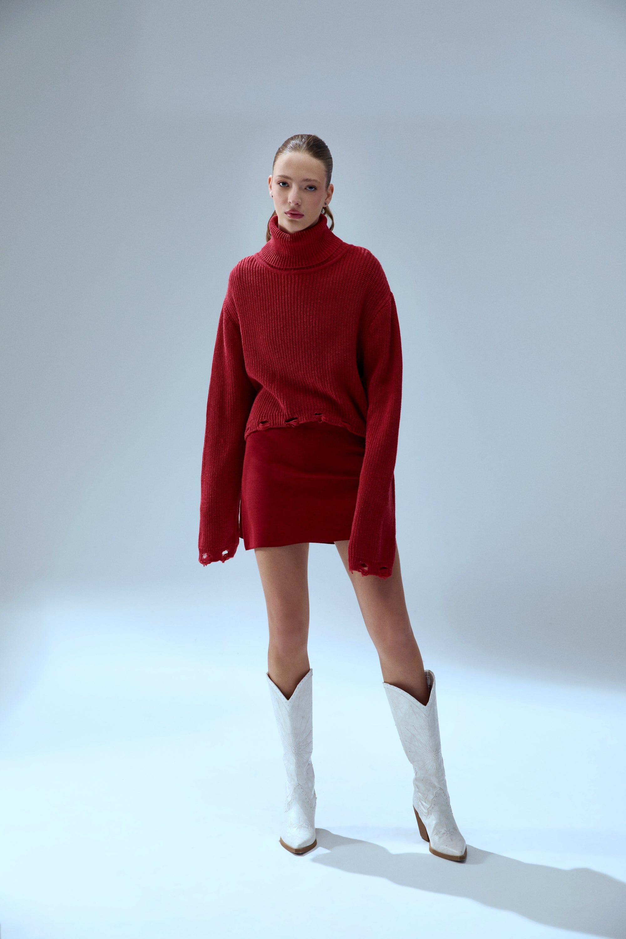 YOUR * ITCH RIPPED HIGH NECK KNIT SWEAT - SAMBA made by PCFG