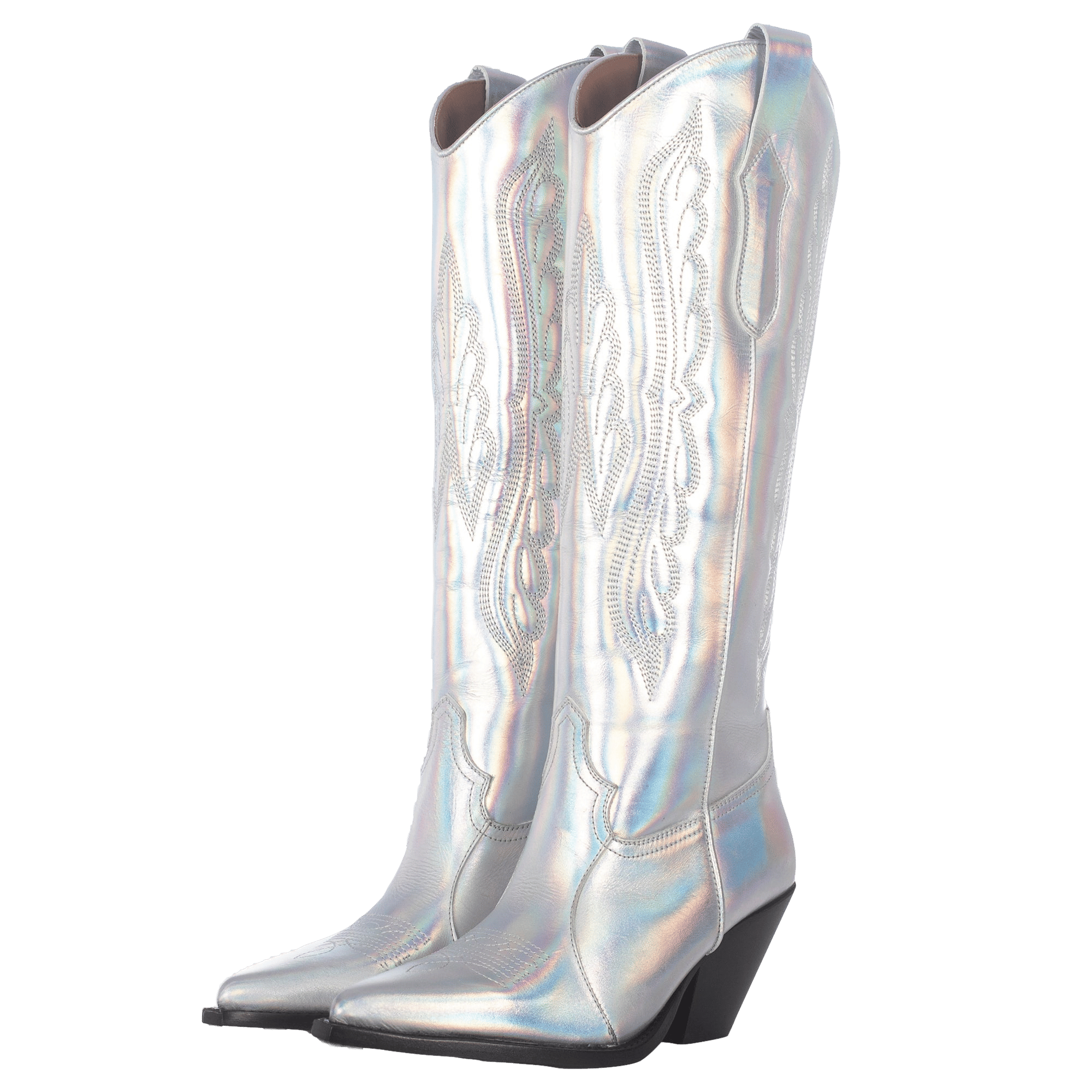 SONIC SILVER TORAL KNEE-HIGH LEATHER BOOTS in Silver made by Toral