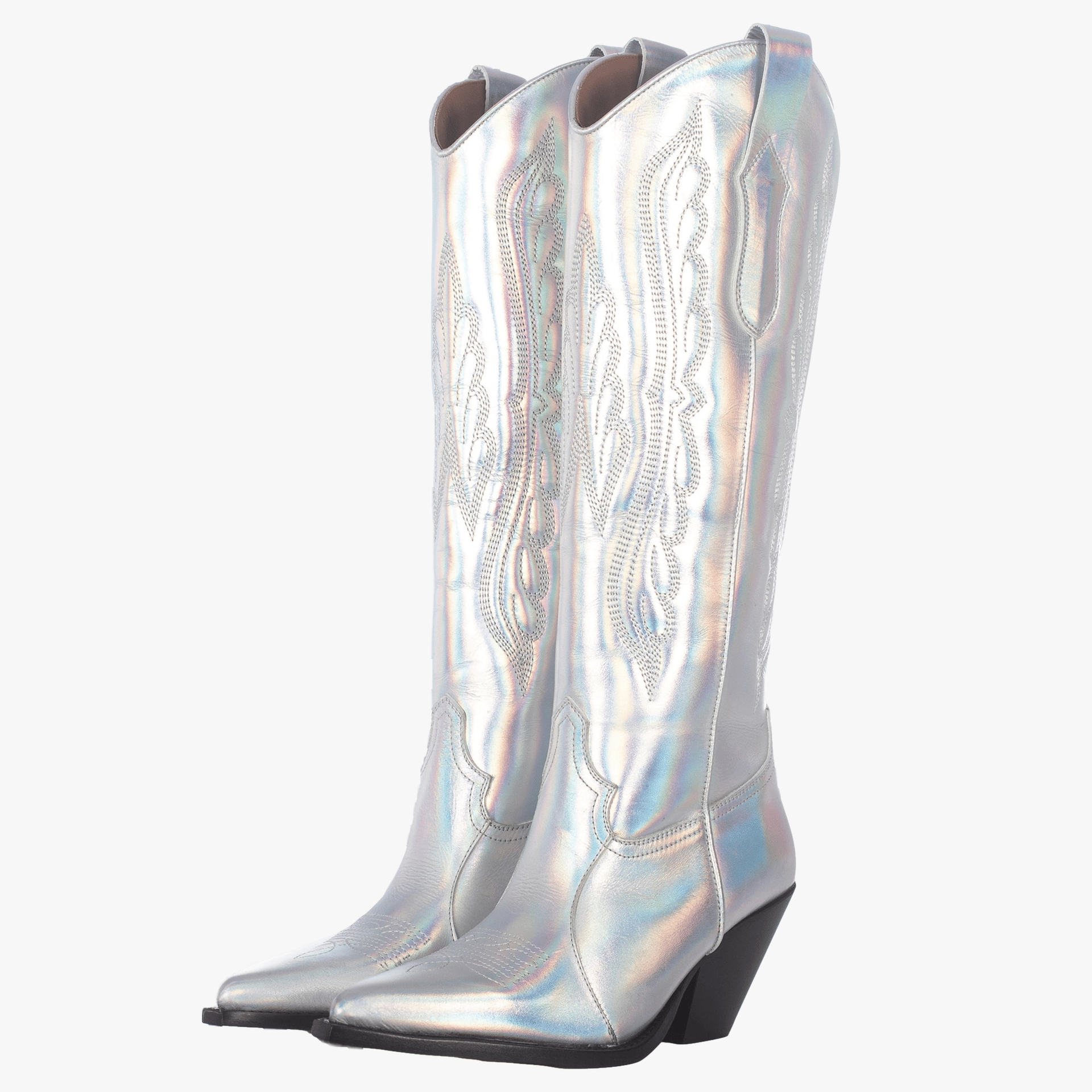 SONIC SILVER TORAL KNEE-HIGH LEATHER BOOTS in Silver made by Toral