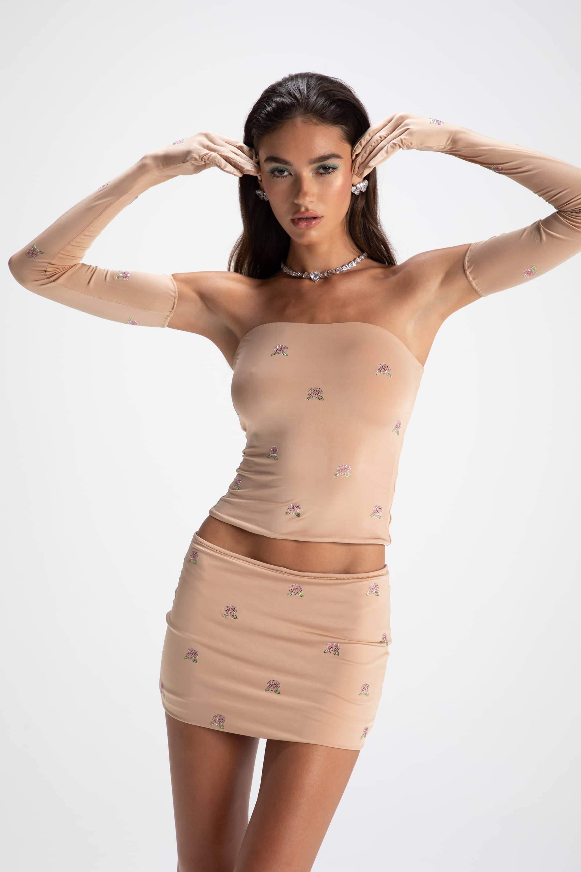 Rosana Embroidered Skirt (Tan) (Final Sale) in Beige made by Nana Jacqueline