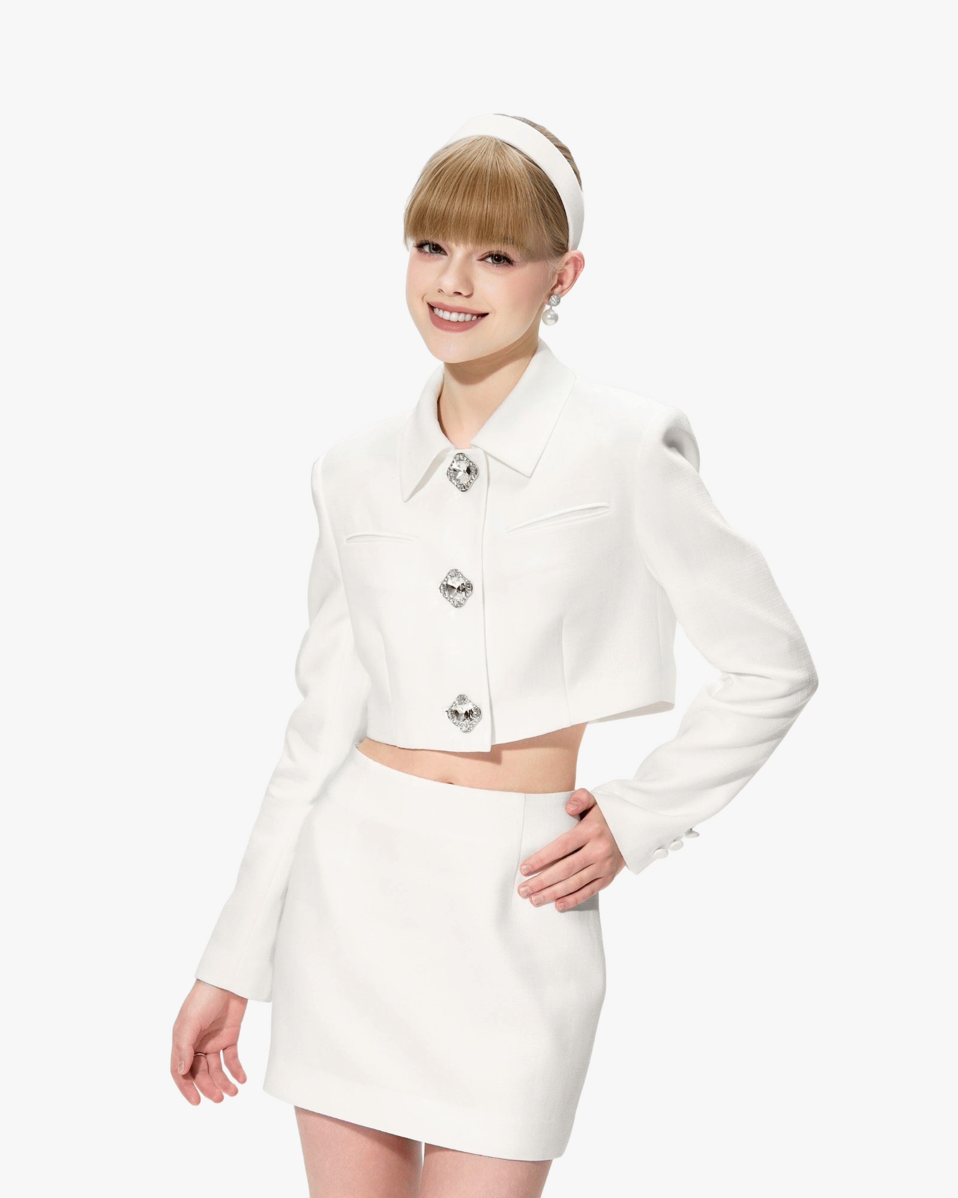 Tatiana Crop Blazer (White) made by Nana Jacqueline