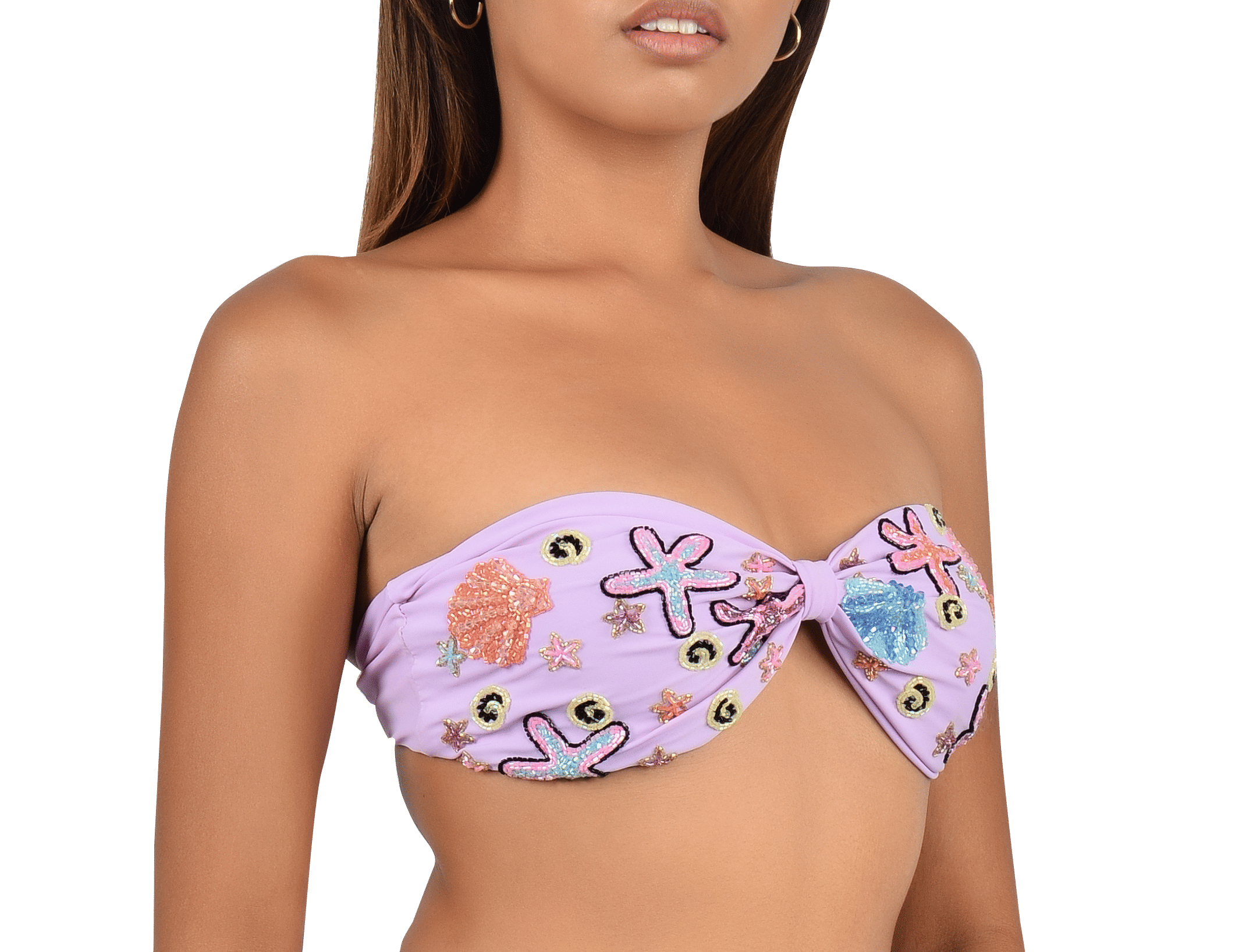 Quinn Clasp Closure Lilac Bikini Top made by Oceanus Swimwear