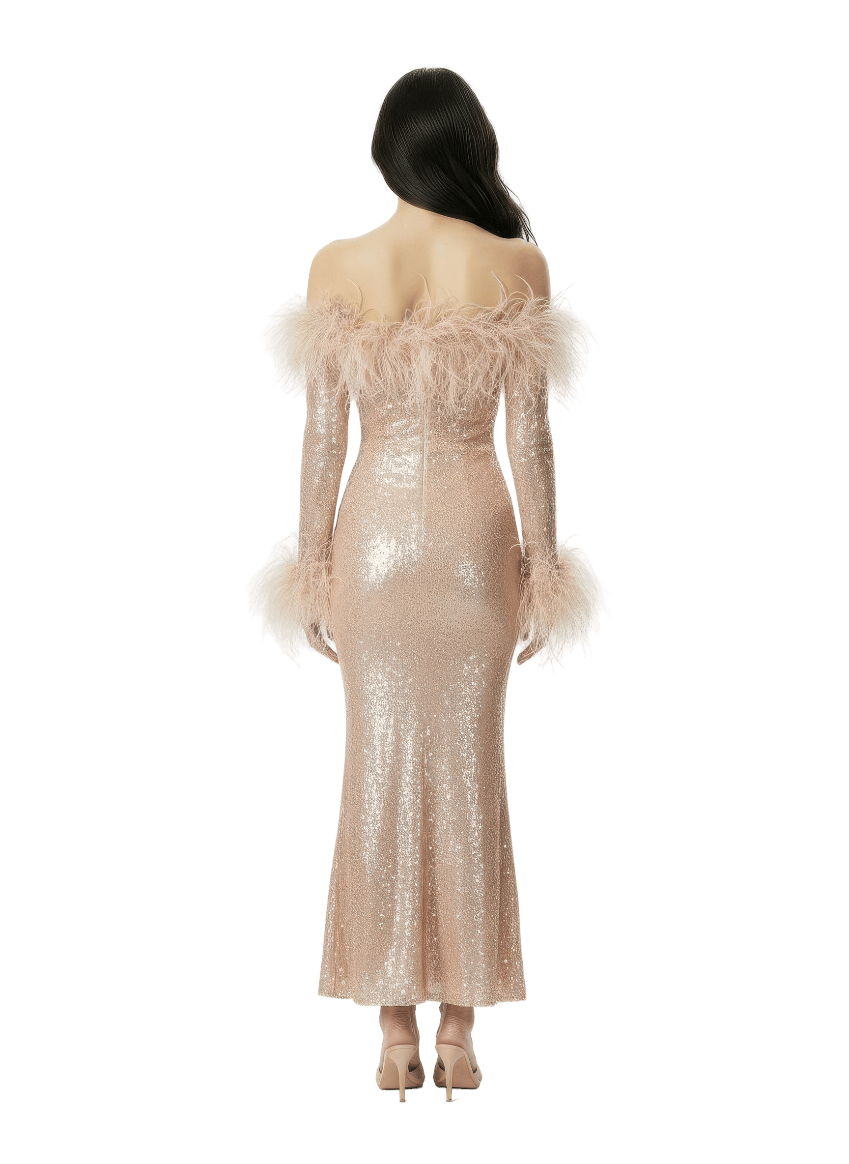 Neva Sequin Maxi Dress (Nude) made by Nana Jacqueline