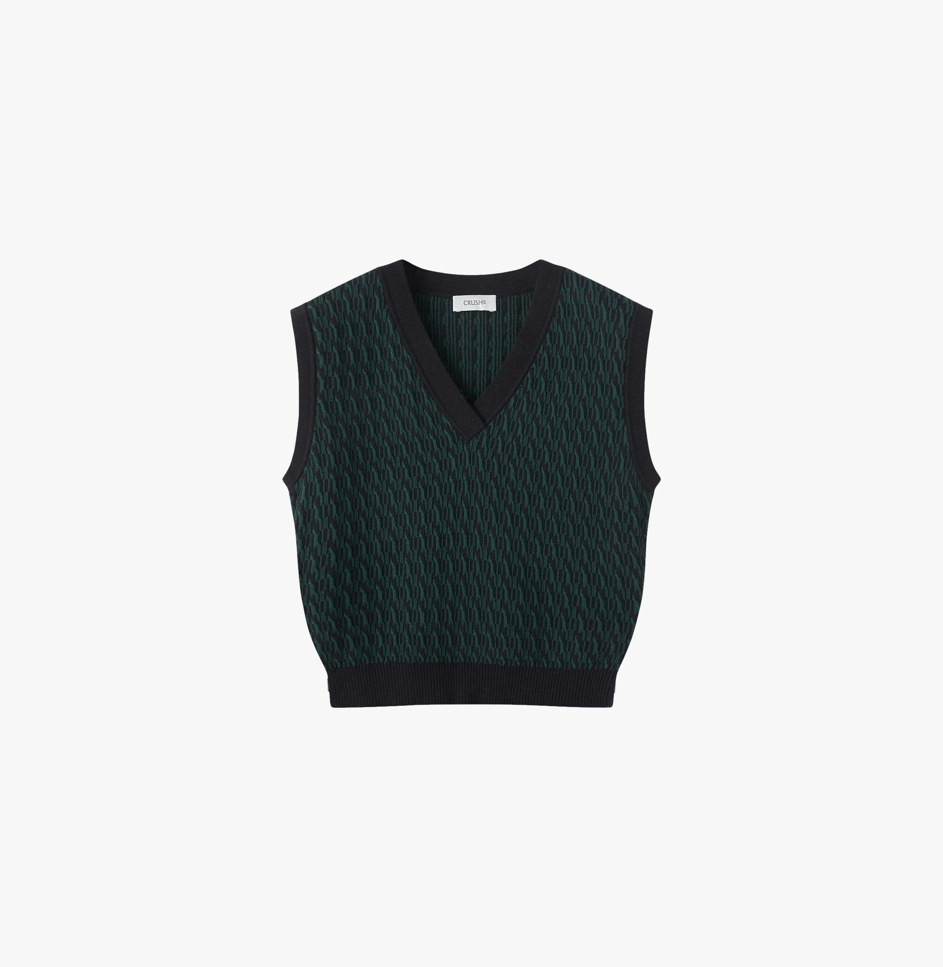 COTTON AND CASHMERE TWO-TONE V-NECK VEST in Green made by CRUSH Collection