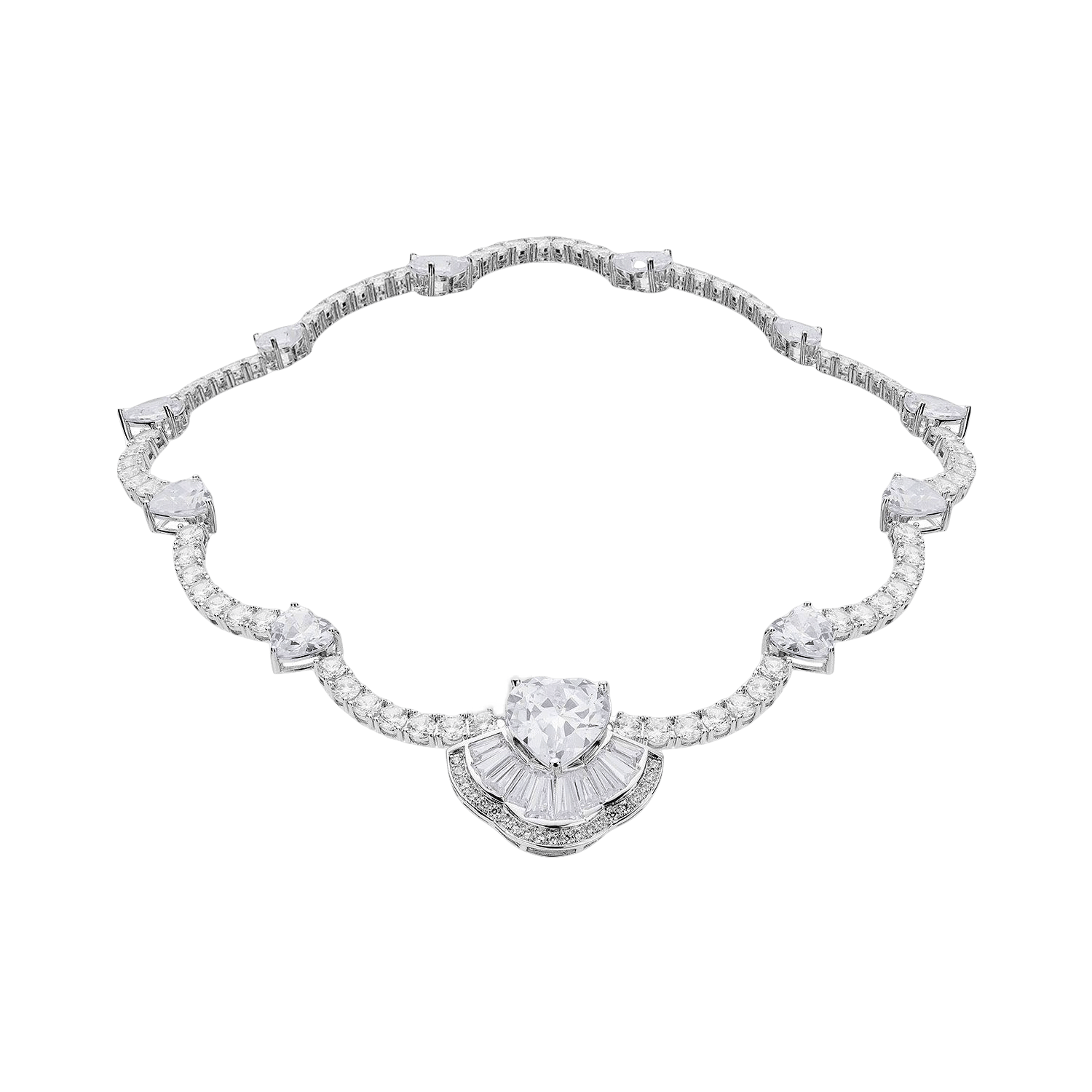 Emilia Heart Necklace (White) (Final Sale) in Silver made by Nana Jacqueline