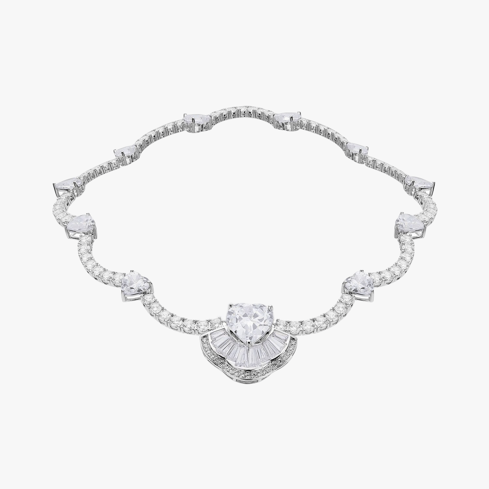 Emilia Heart Necklace (White) (Final Sale) in Silver made by Nana Jacqueline