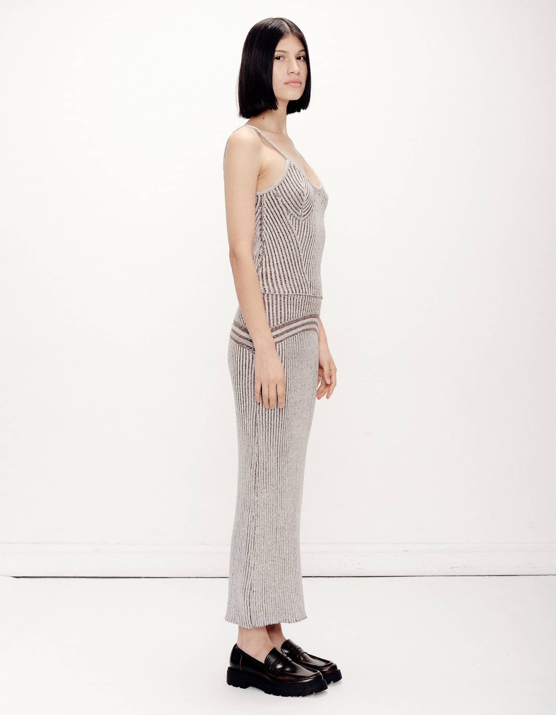 Corriente Skirt Ivory Brown made by Peregrina