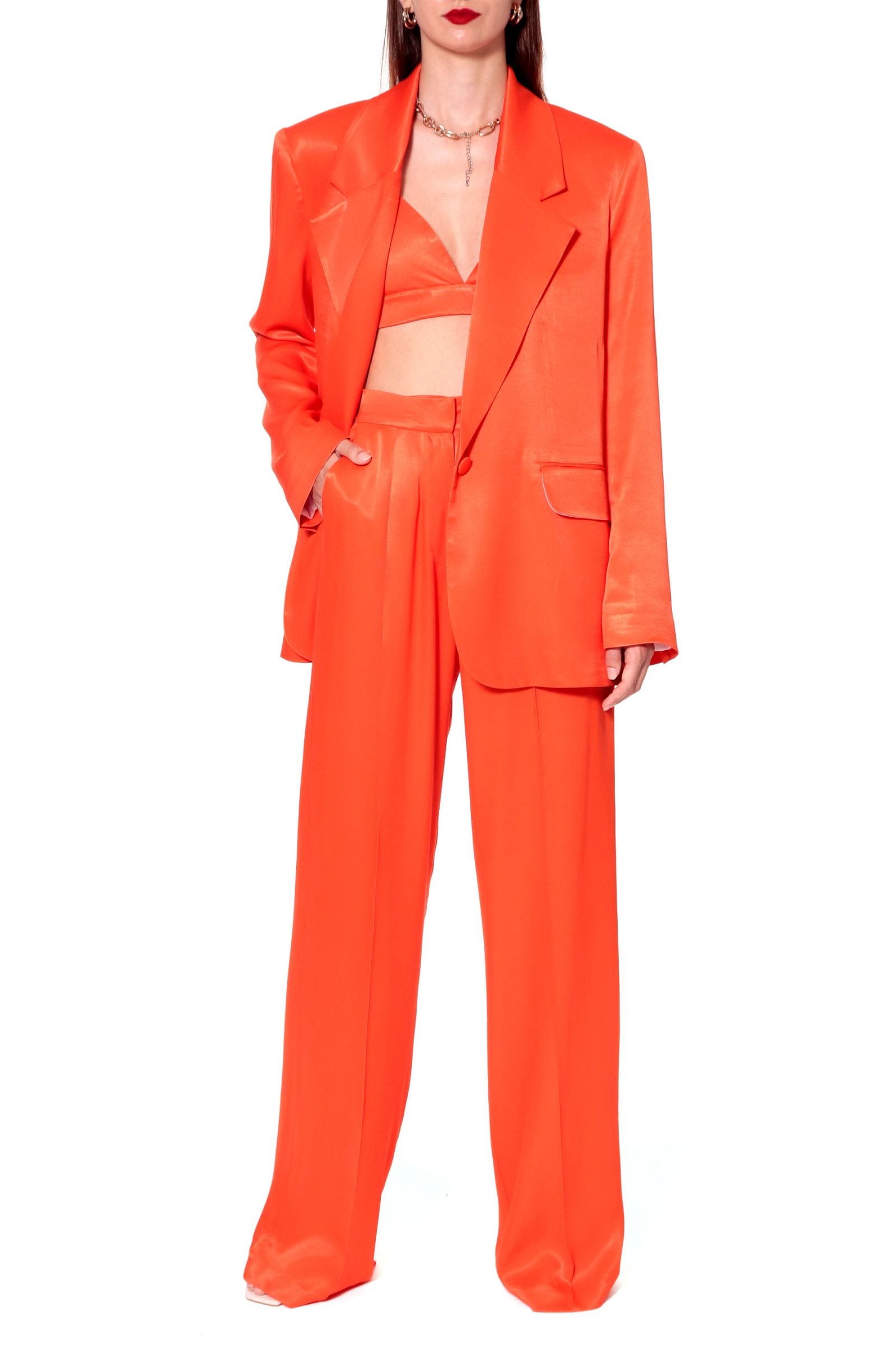 Blazer Bellamy Satin Nasturtium in Orange made by HALEWSKI