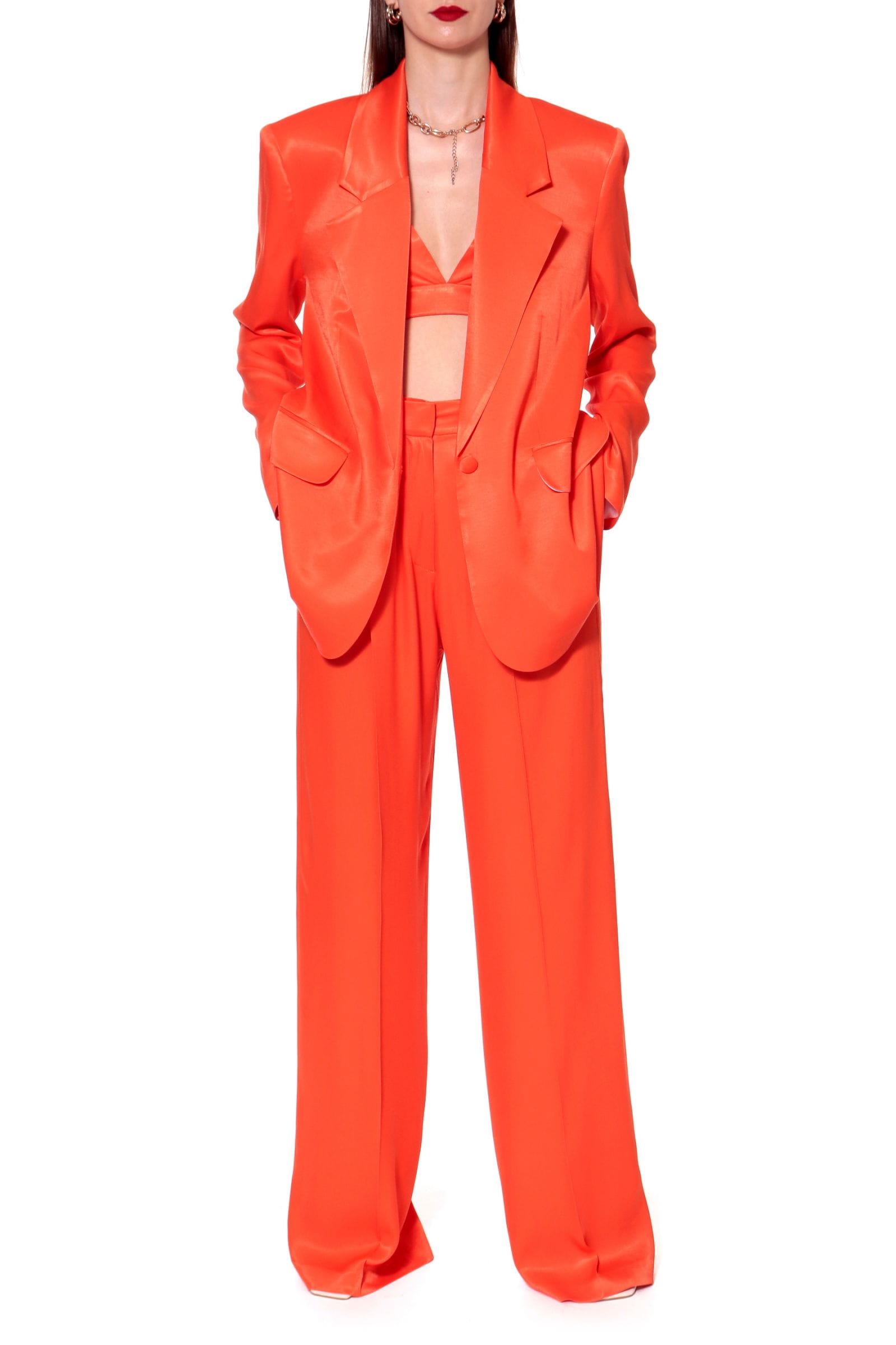 Blazer Bellamy Satin Nasturtium in Orange made by HALEWSKI