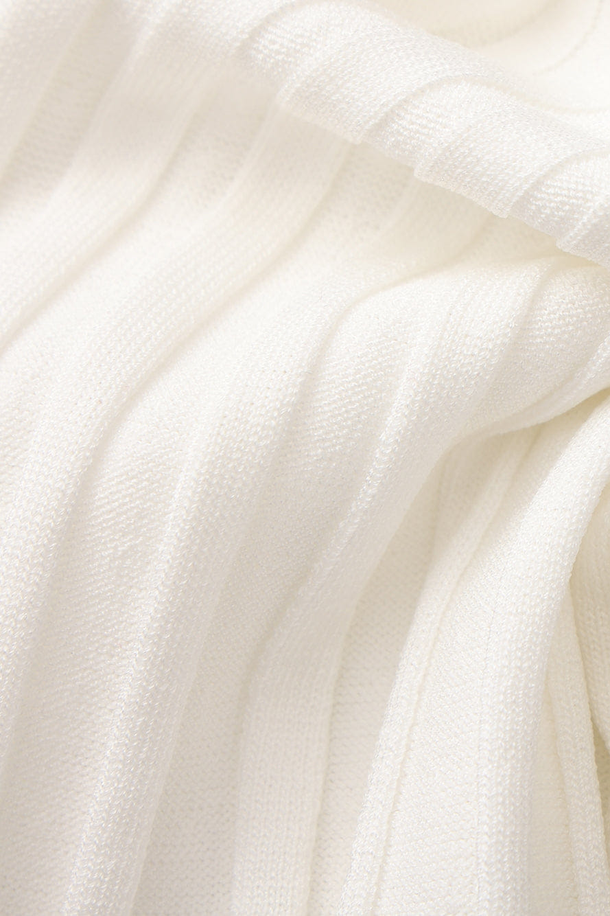 Ava Reverse Halter White Knit Flared Dress made by Nana Jacqueline