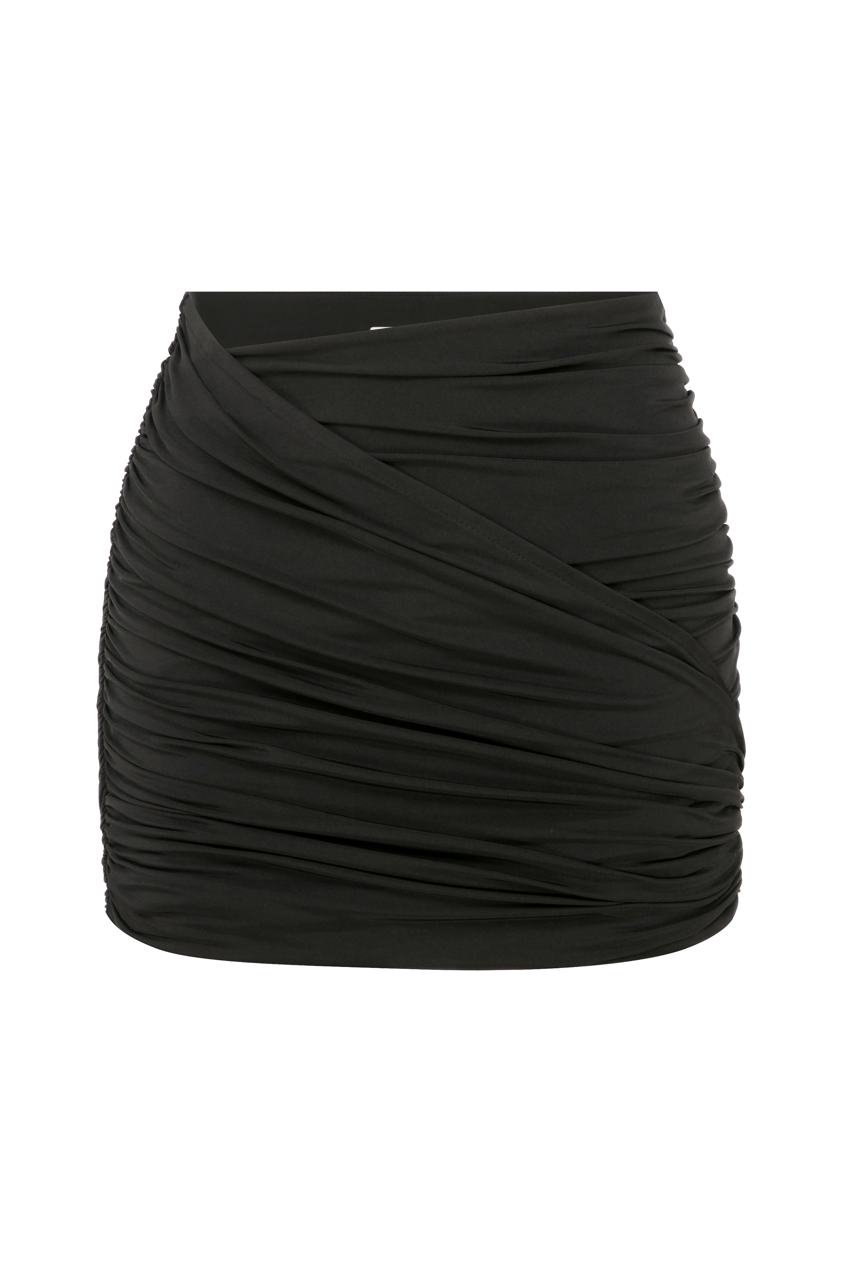 Micha Jersey Asymmetric Mini Skirt in Black made by Nazli Ceren