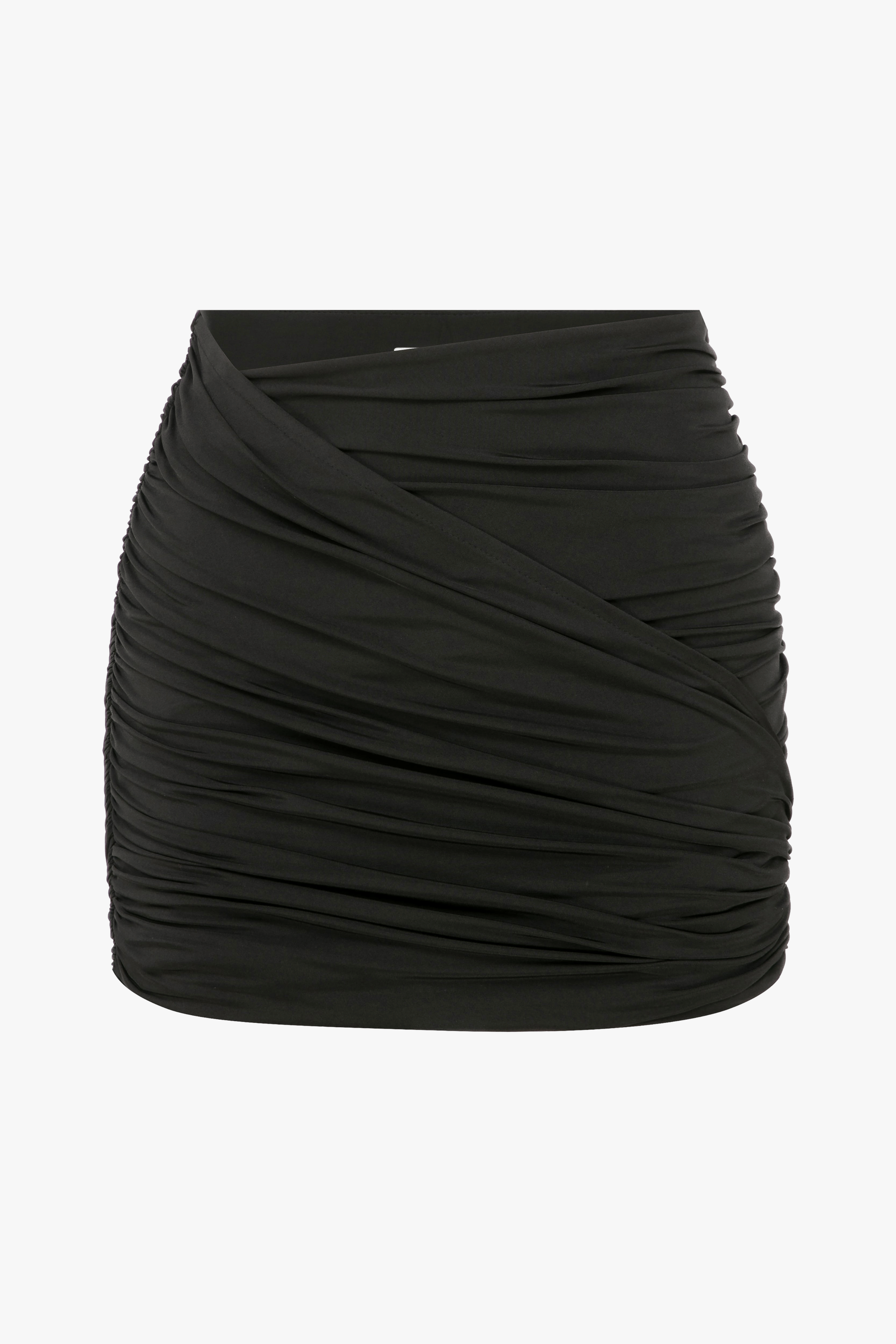 Micha Jersey Asymmetric Mini Skirt in Black made by Nazli Ceren
