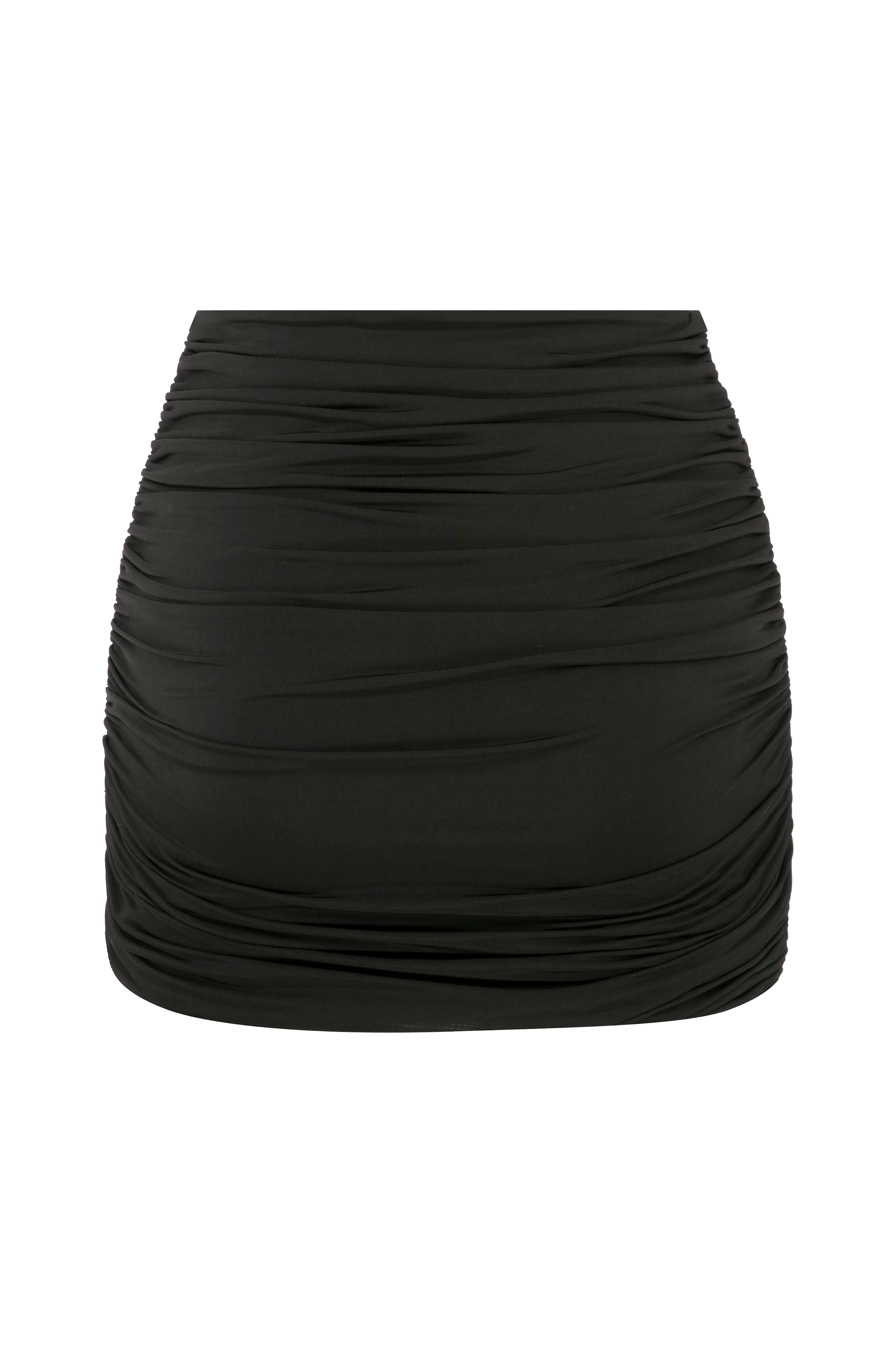 Micha Jersey Asymmetric Mini Skirt in Black made by Nazli Ceren
