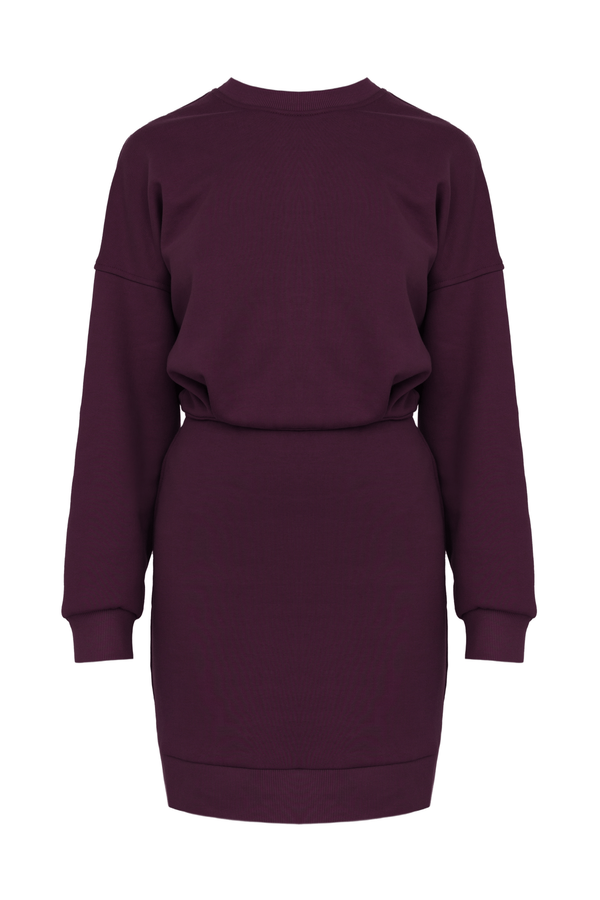 NIKA Dark Purple Mini Jersey Dress With Long Sleeves made by UNDRESS