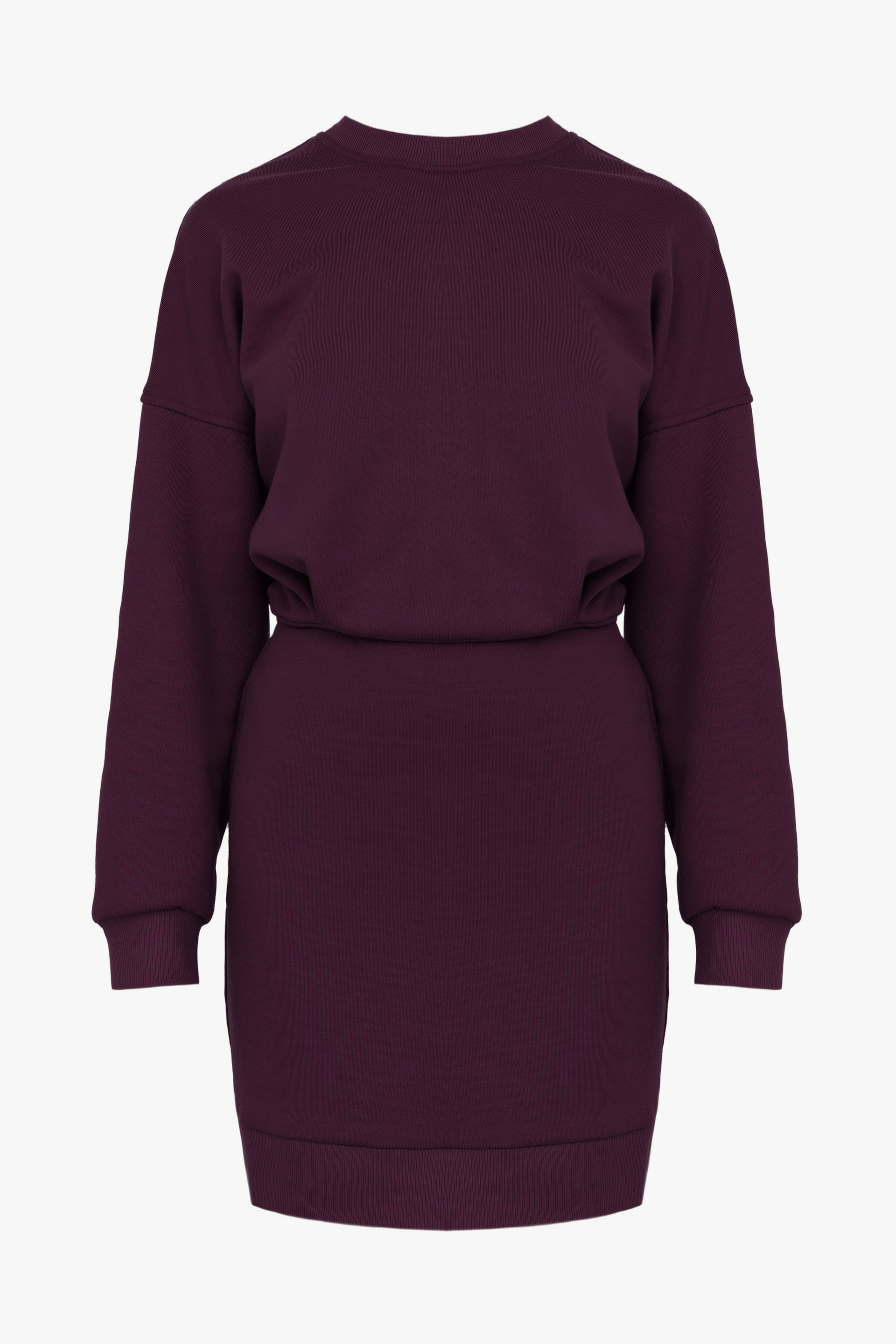 NIKA Dark Purple Mini Jersey Dress With Long Sleeves made by UNDRESS