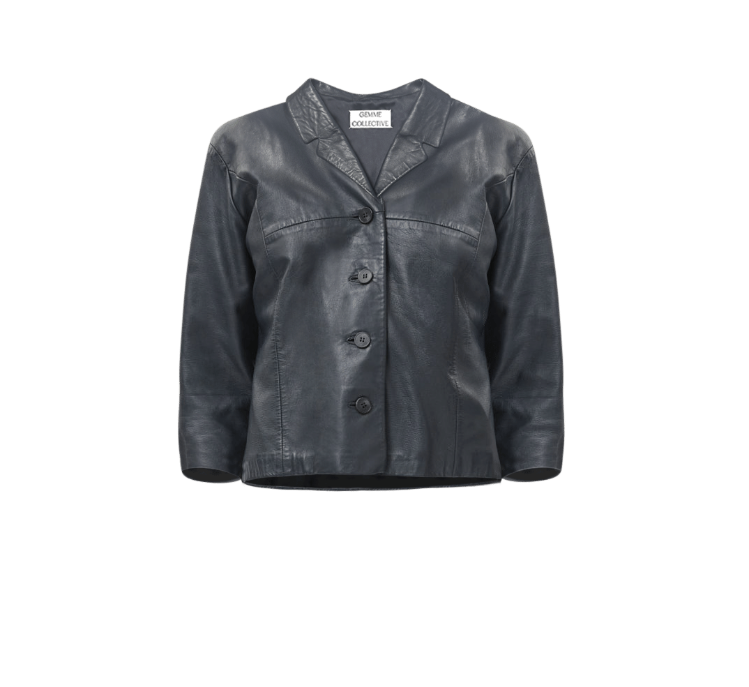 Leather Jacket Short - Navy made by Gemme Collective