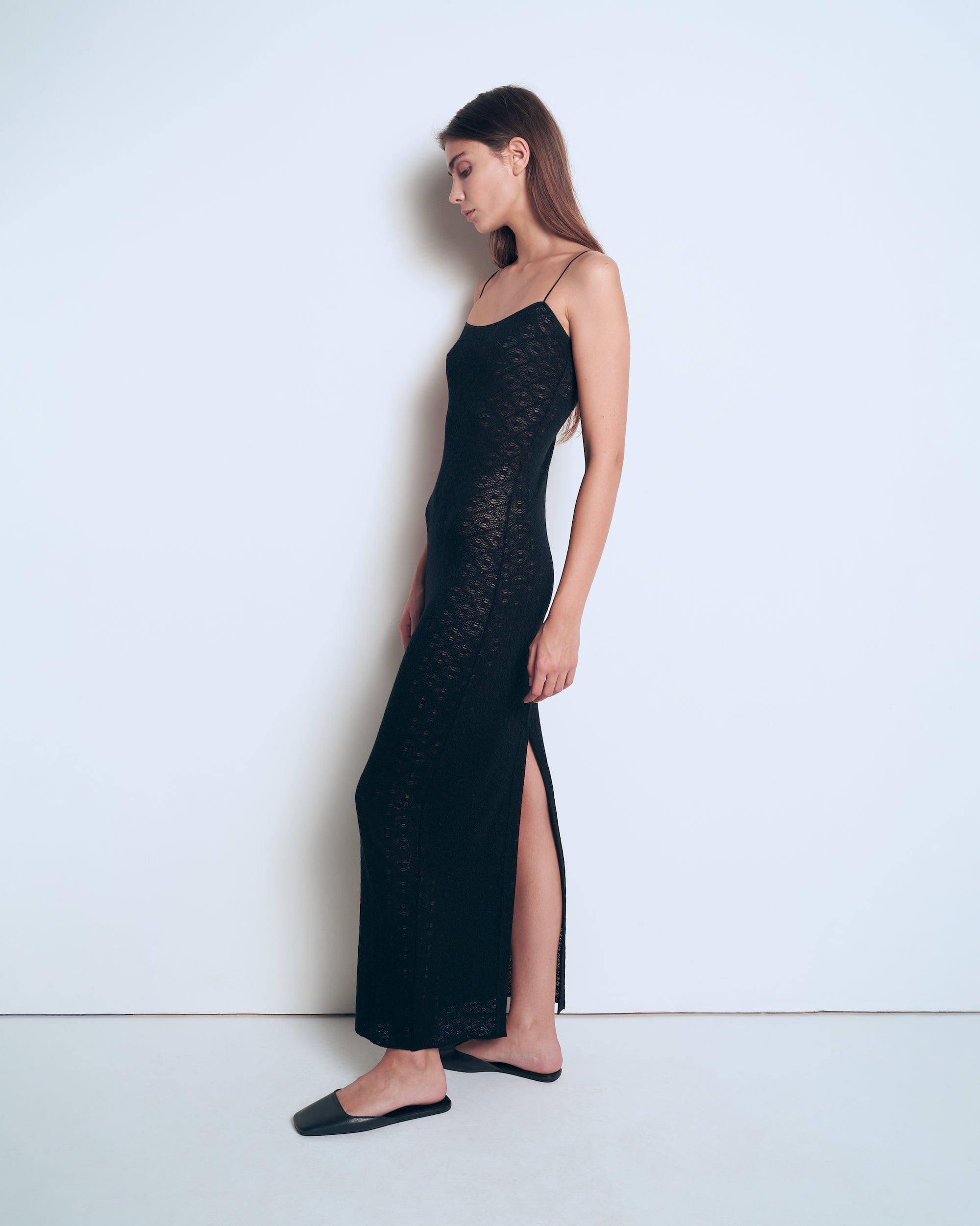 Black patterned knit dress made by A.M.G