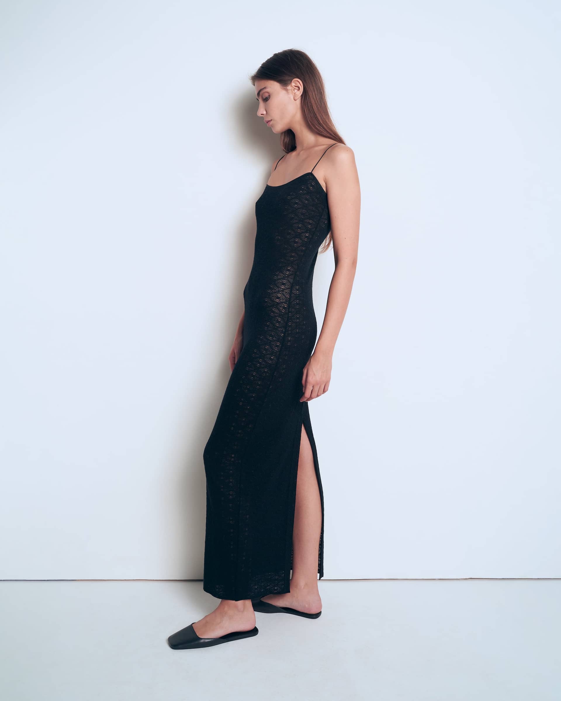 Black patterned knit dress made by A.M.G