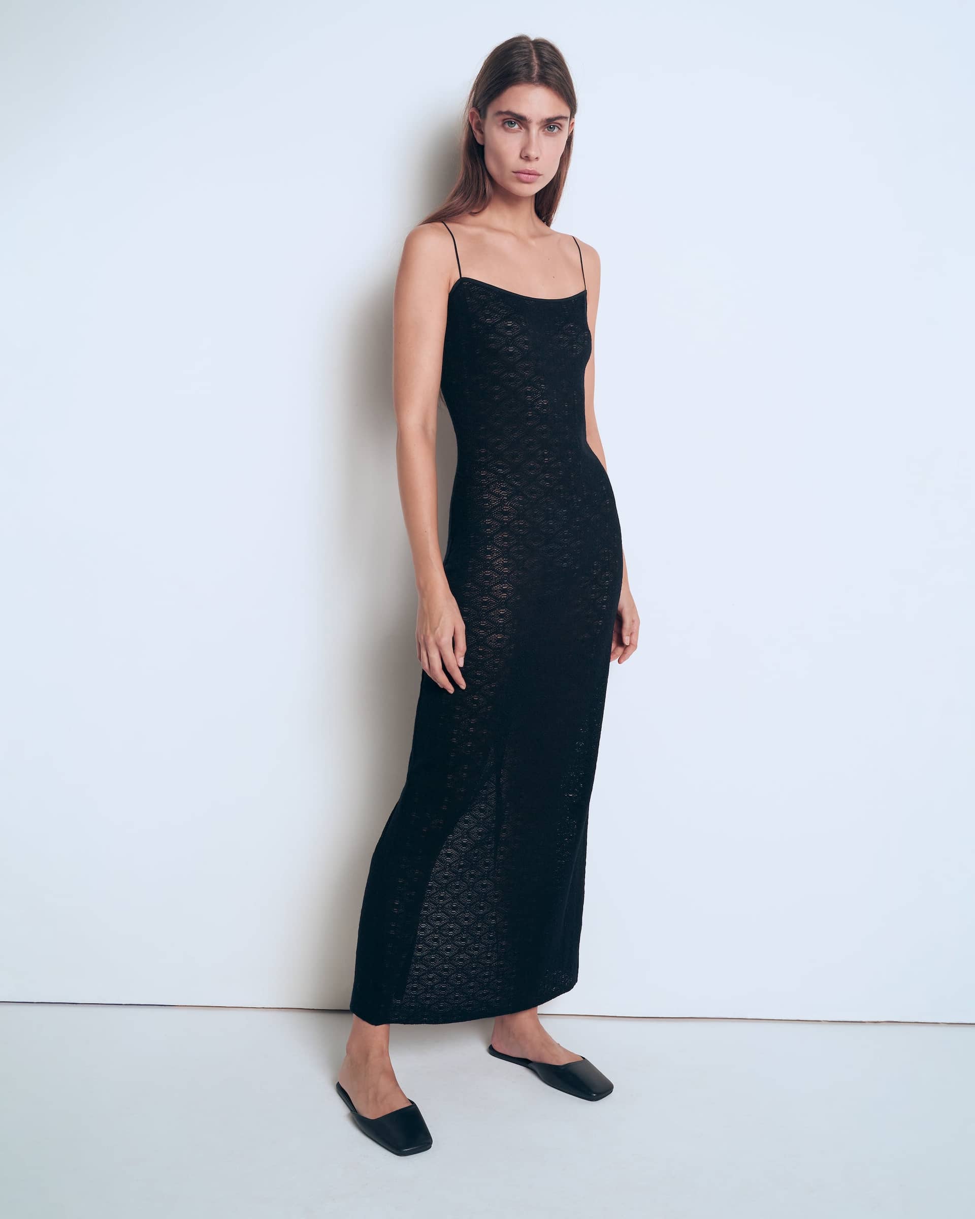 Black patterned knit dress made by A.M.G
