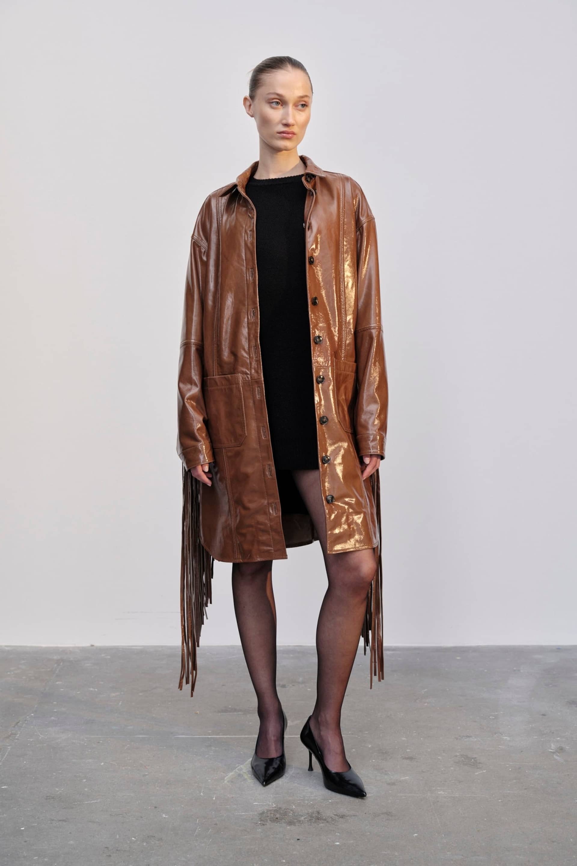 Ellen Leather Coat - Croissant made by HERSKIND