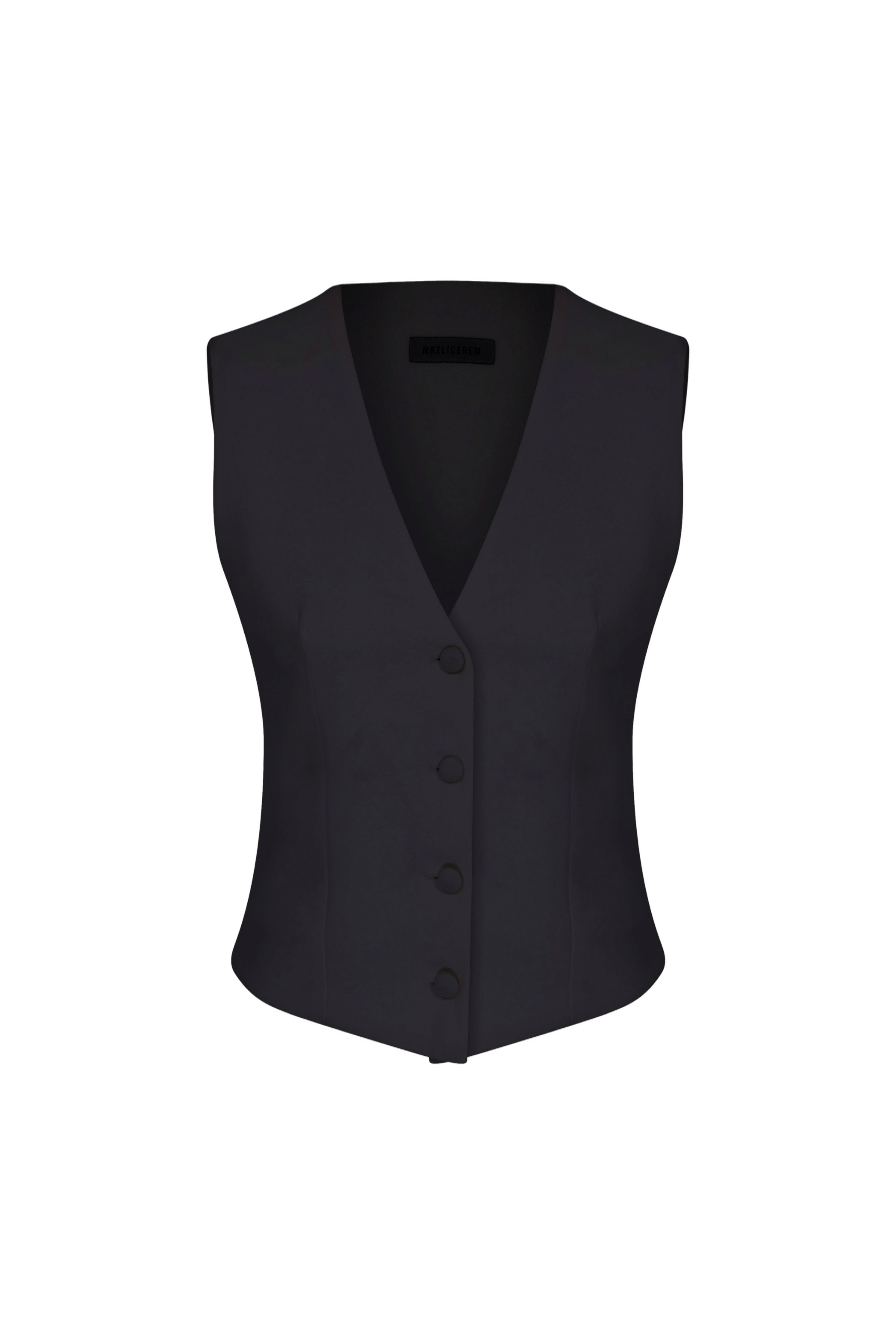 Brita Linen Vest In Black made by Nazli Ceren