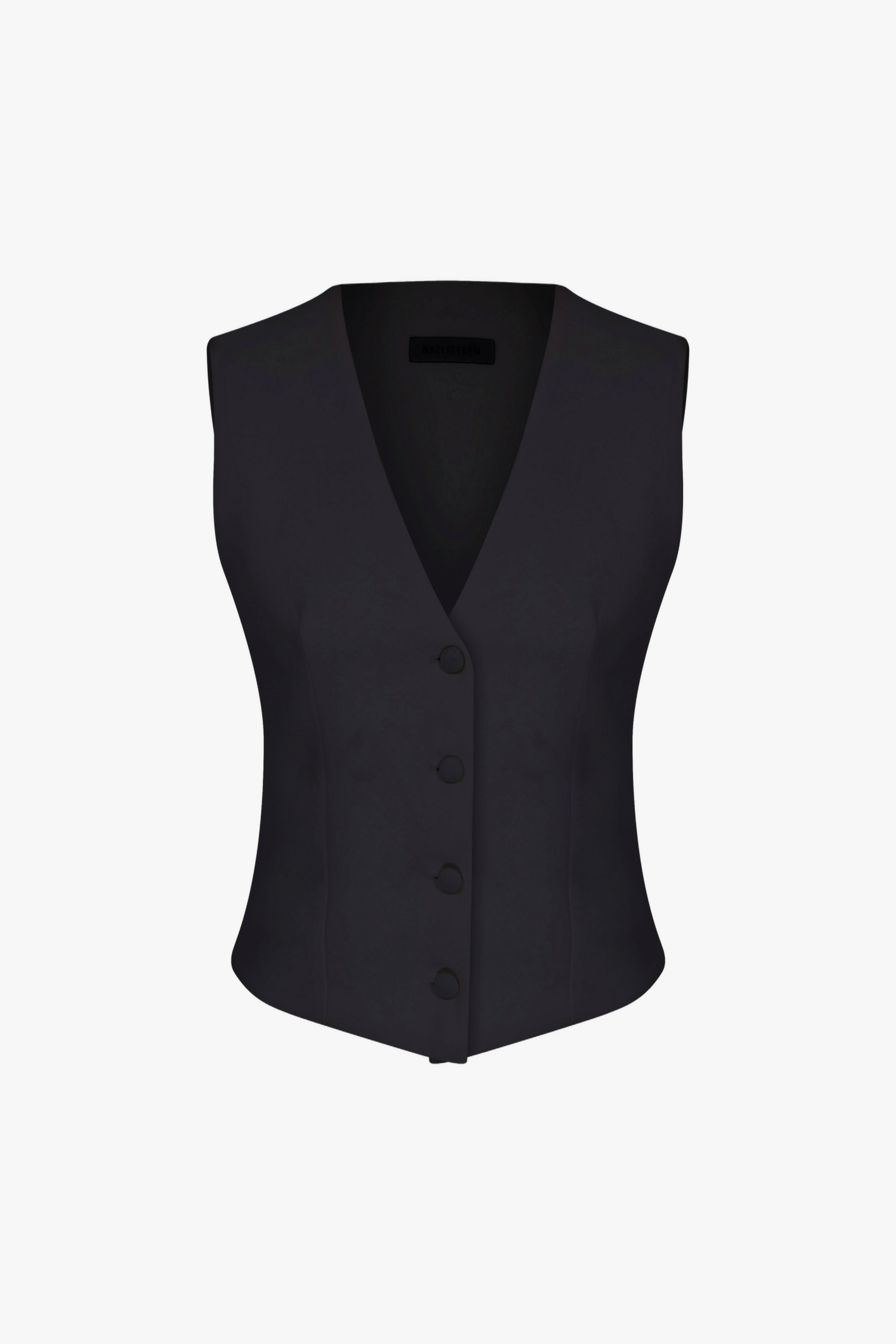 Brita Linen Vest In Black made by Nazli Ceren