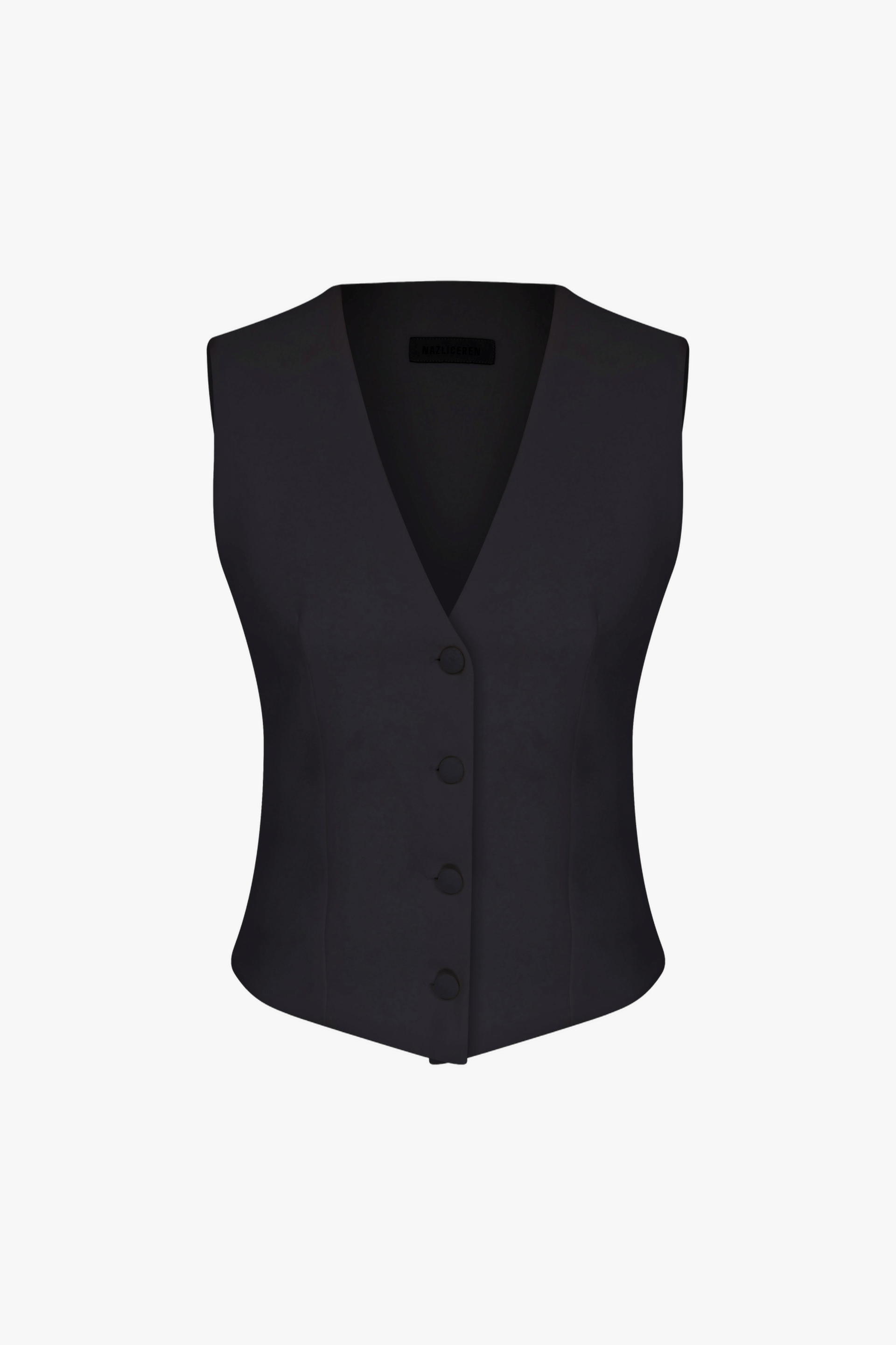 Brita Linen Vest In Black made by Nazli Ceren