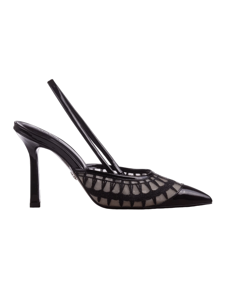 Lace Sling 95 Black Patent in Black made by ATANA