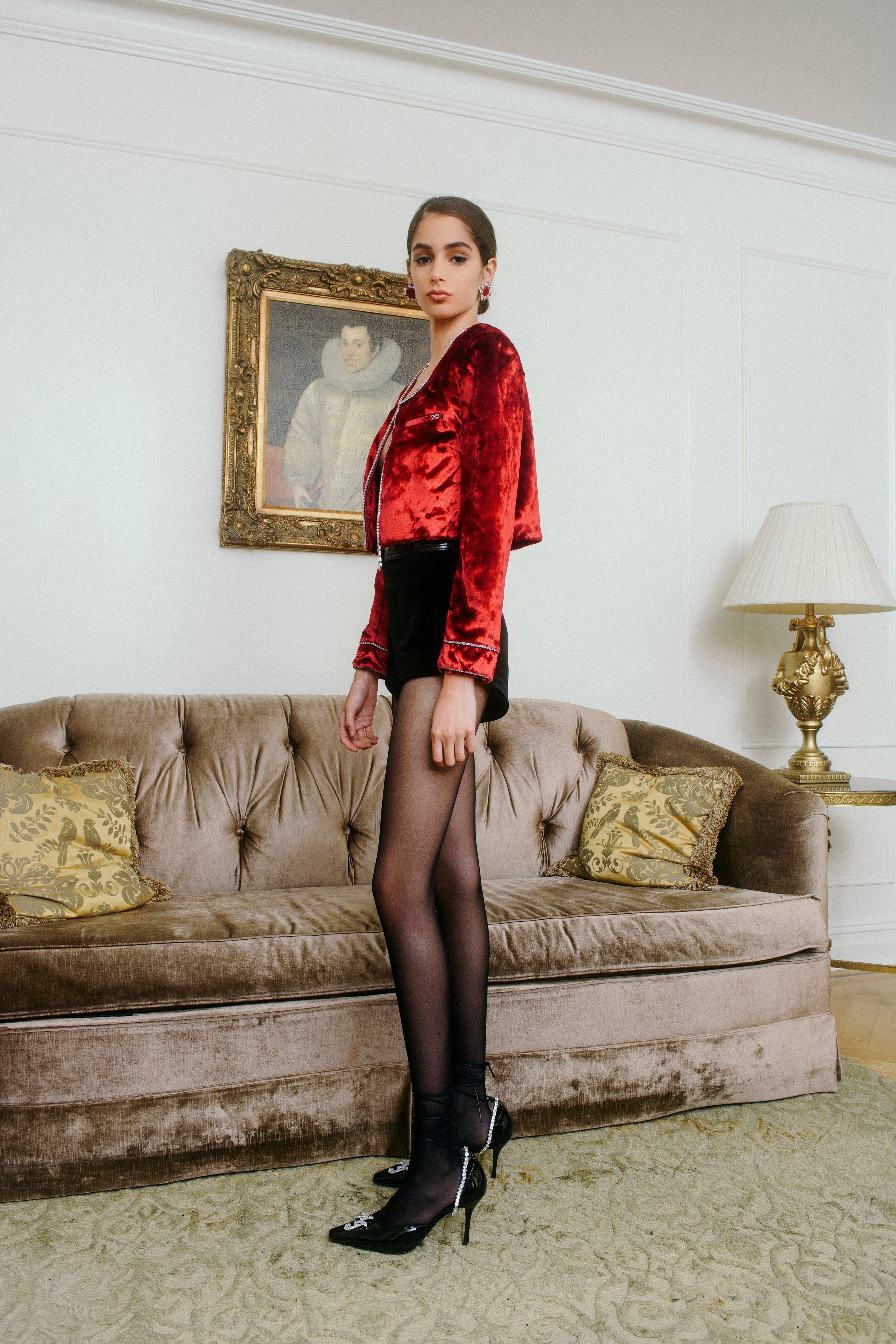 Gia Red Velvet Jacket made by Nana Jacqueline