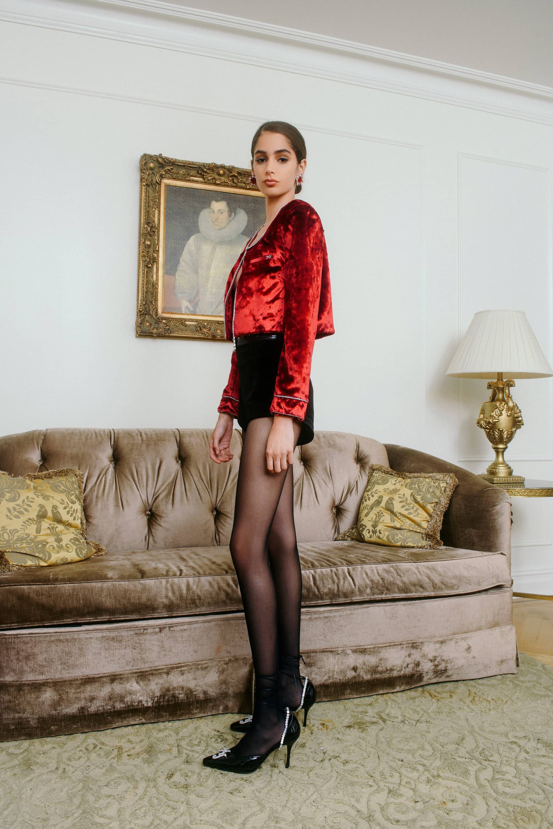 Gia Red Velvet Jacket made by Nana Jacqueline