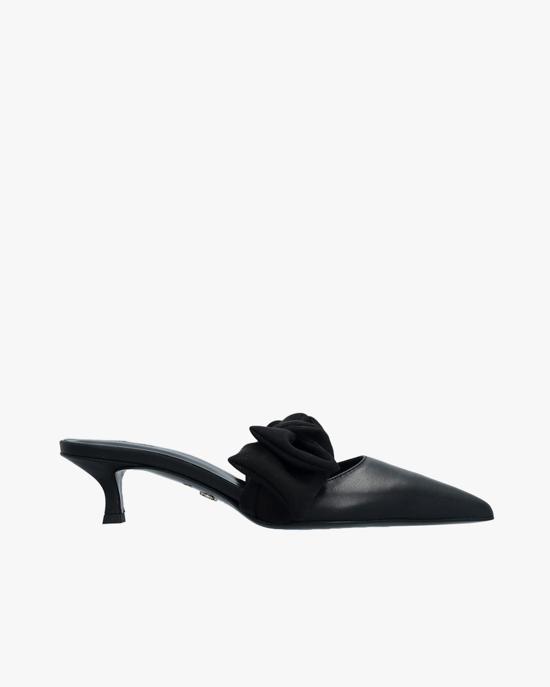 Side Tie Mule 45 Black Nappa And Mesh made by ATANA