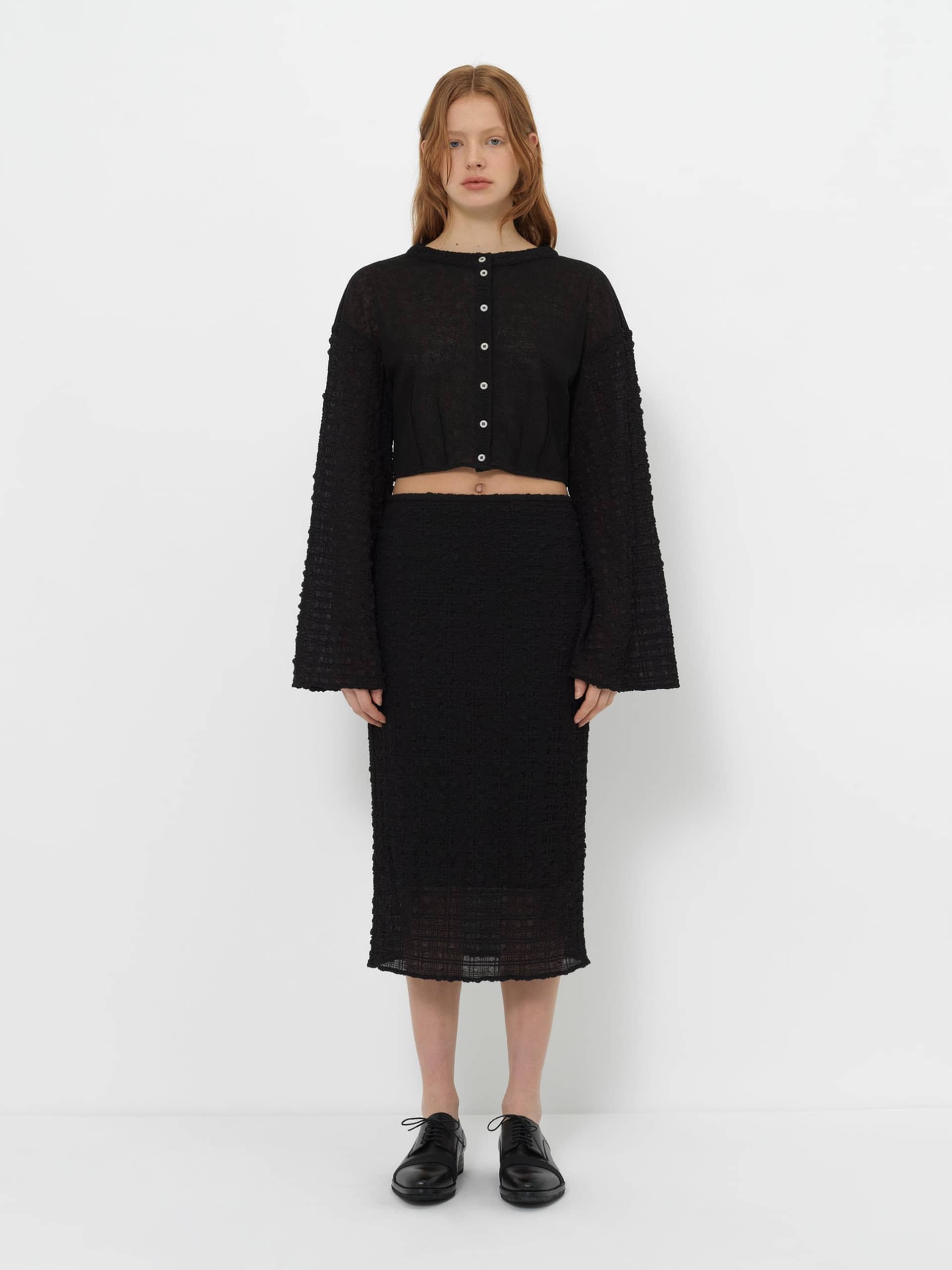 TEXTURED MIDI SKIRT made by YIBRI