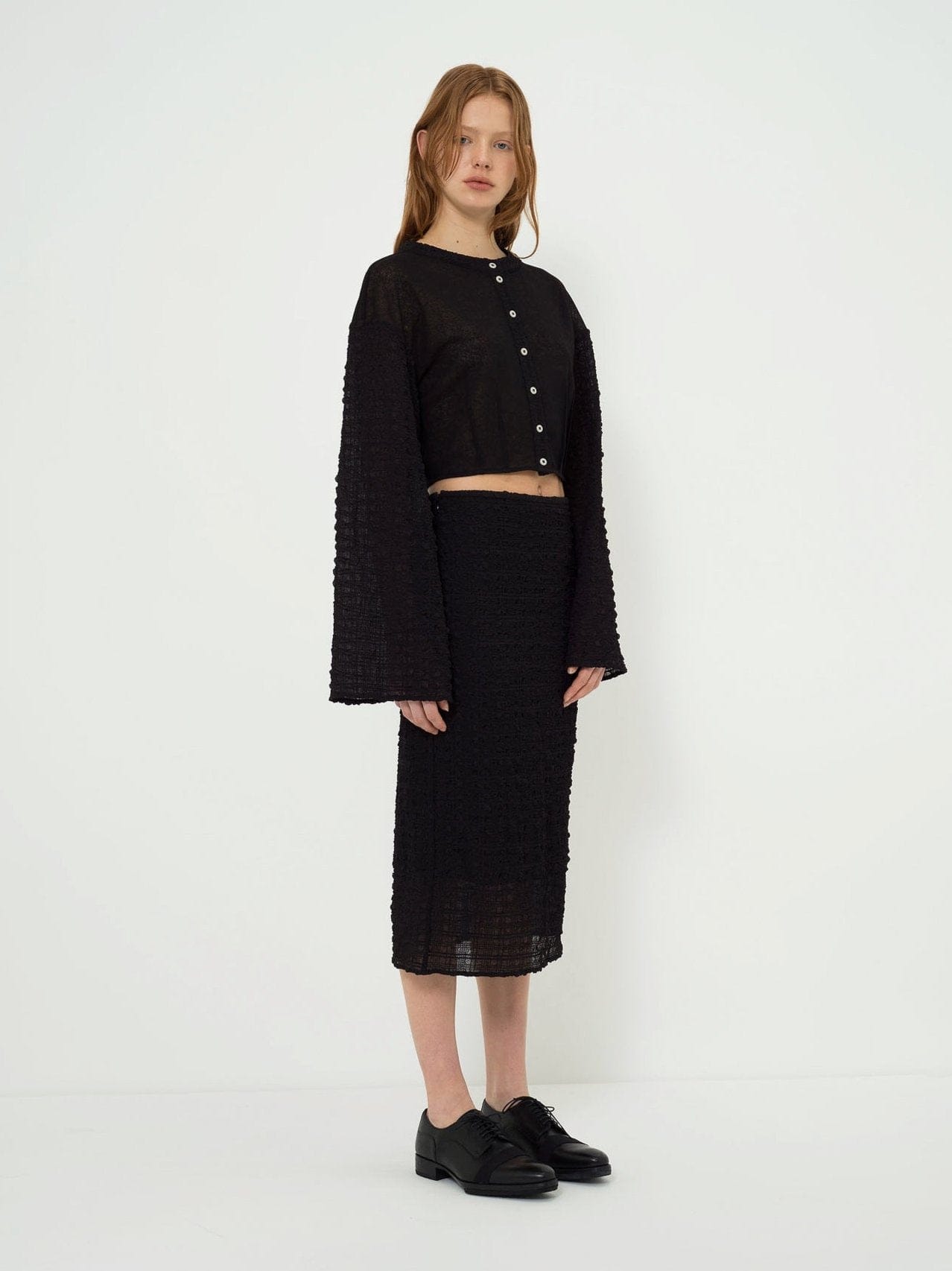 TEXTURED MIDI SKIRT made by YIBRI