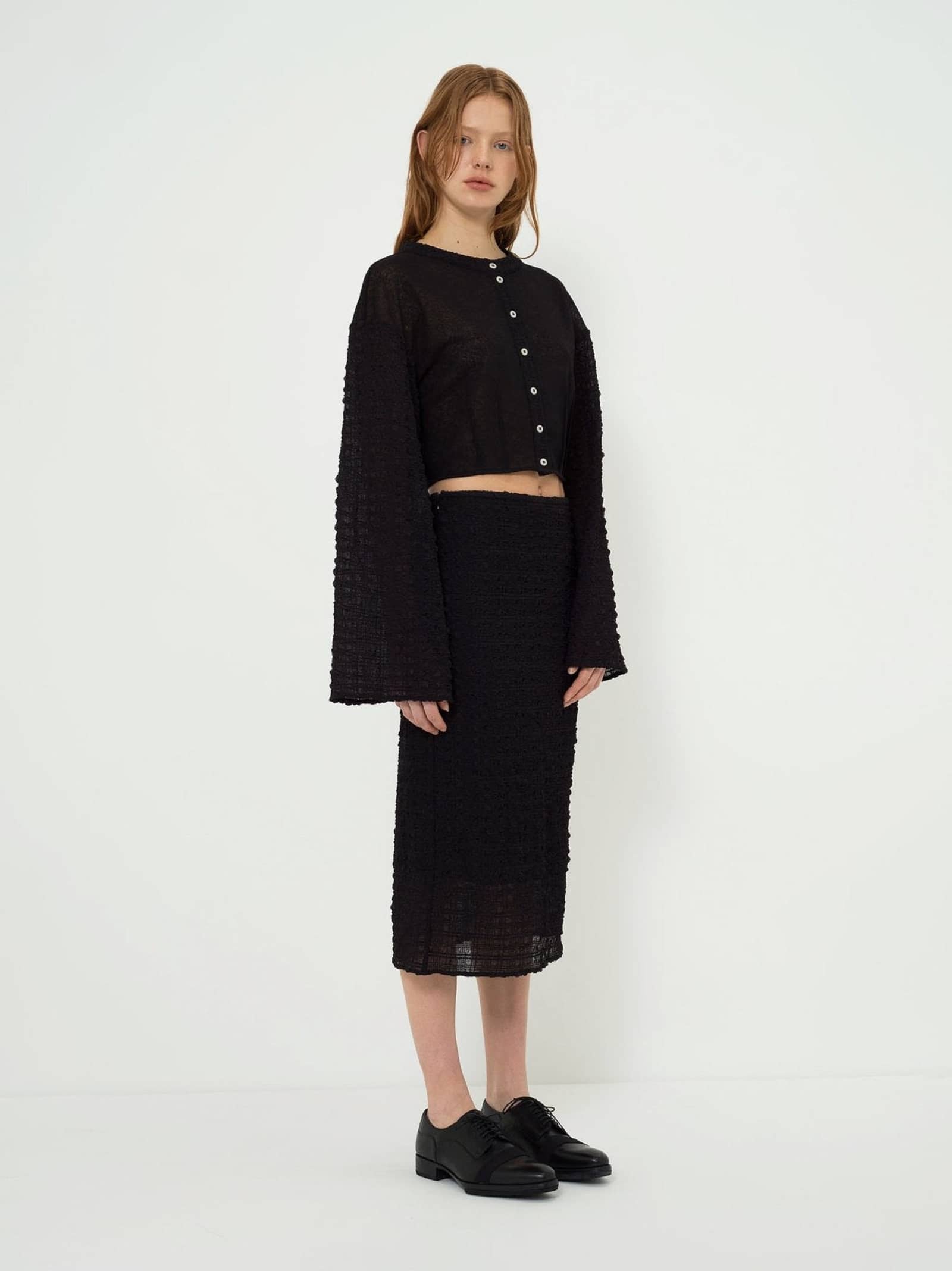 TEXTURED MIDI SKIRT made by YIBRI