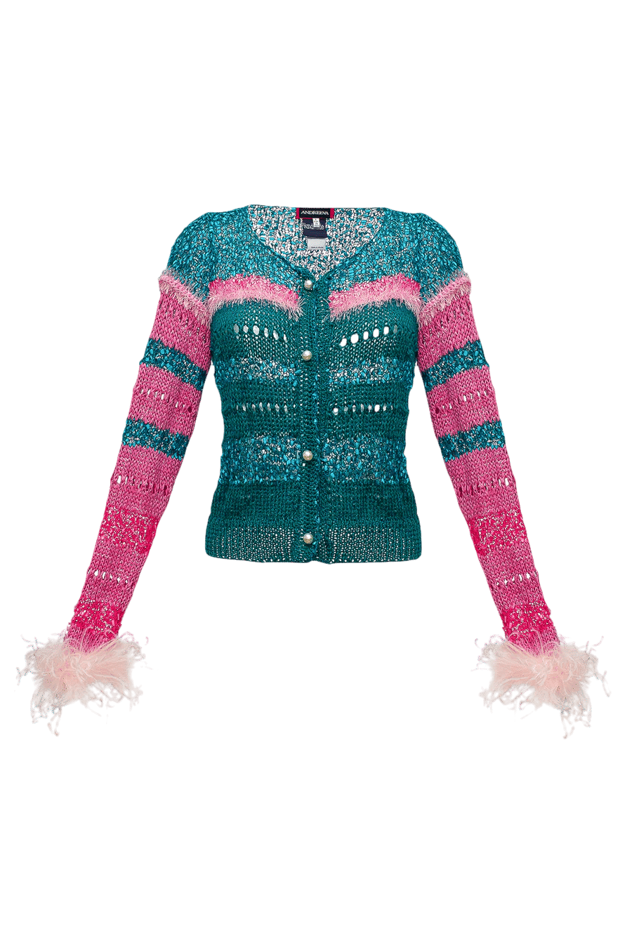 California Sundown Handmade Knit Sweater With Feathers made by ANDREEVA