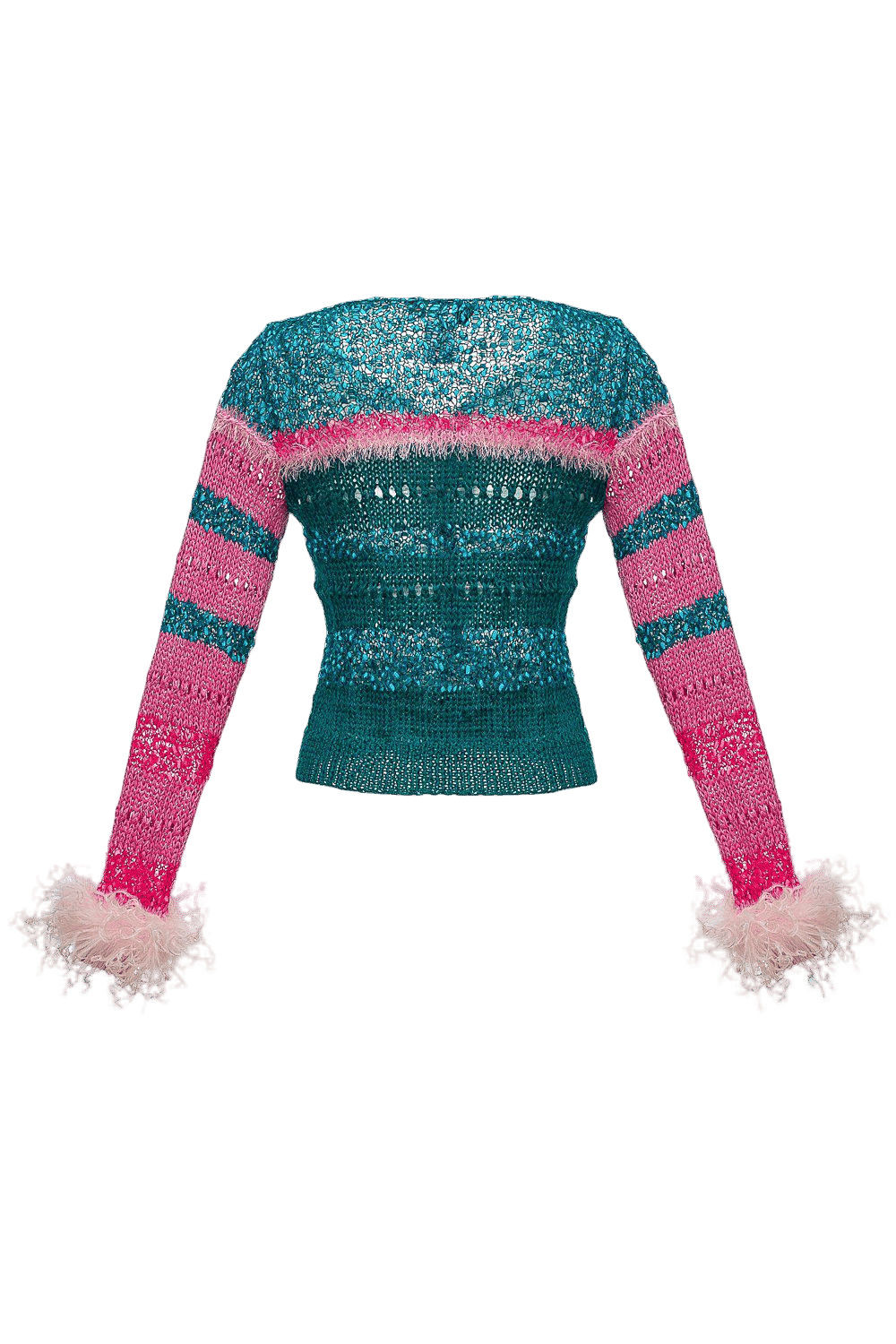 California Sundown Handmade Knit Sweater With Feathers made by ANDREEVA