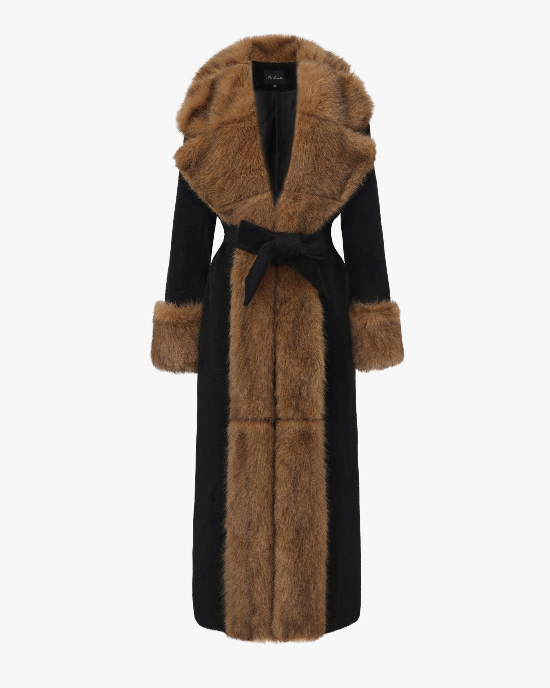 Adriana Faux Fur Coat (Black & Brown) made by Nana Jacqueline