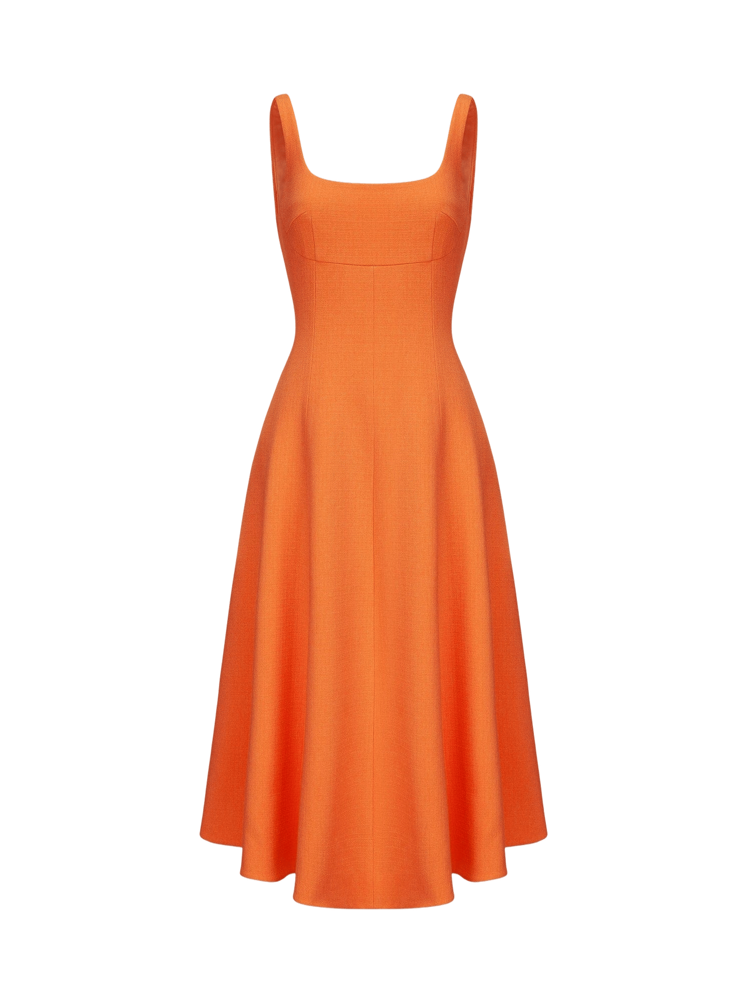 Josephine Square-Neck Orange Midi Dress made by Nana Jacqueline