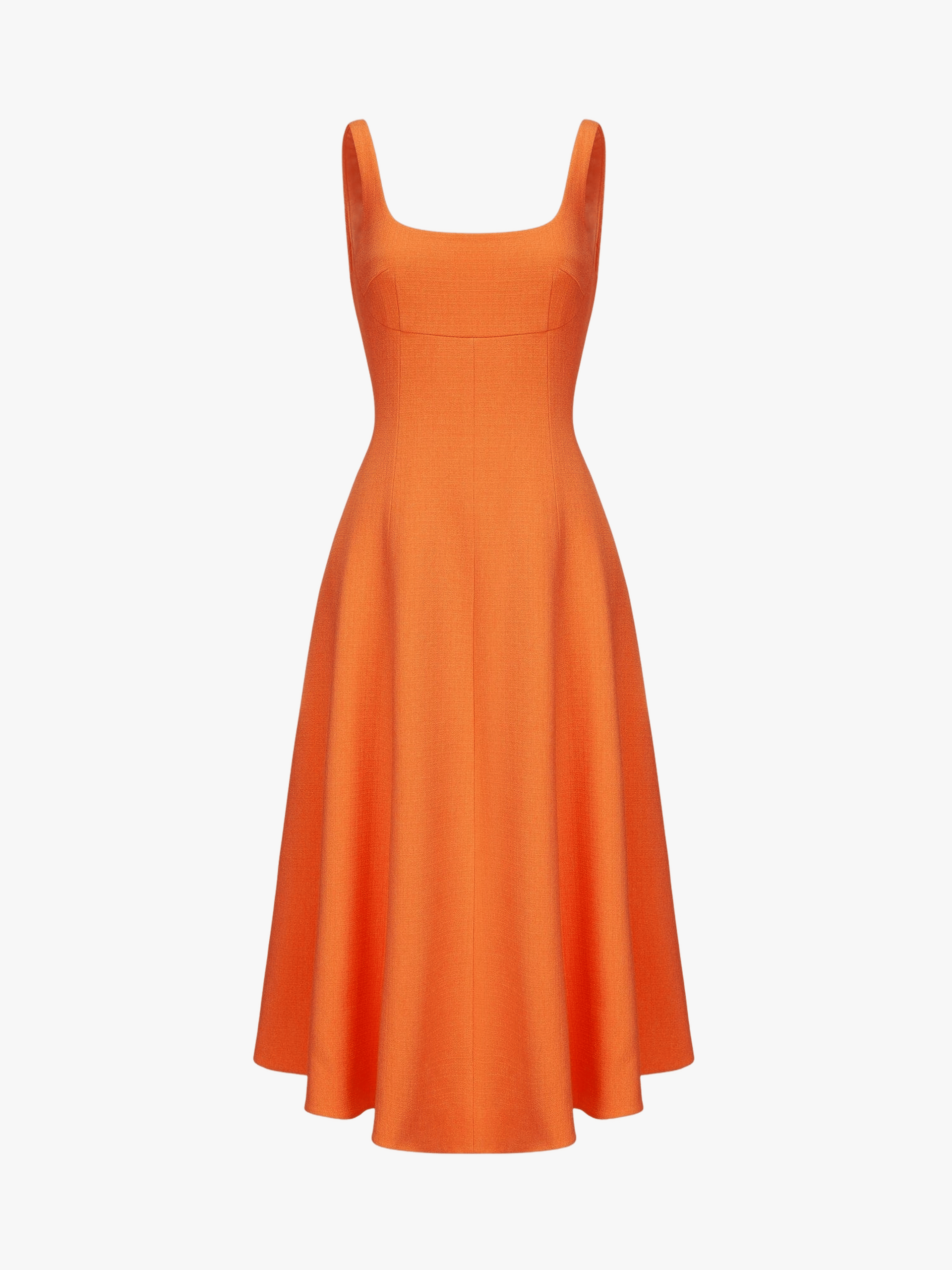 Josephine Square-Neck Orange Midi Dress made by Nana Jacqueline