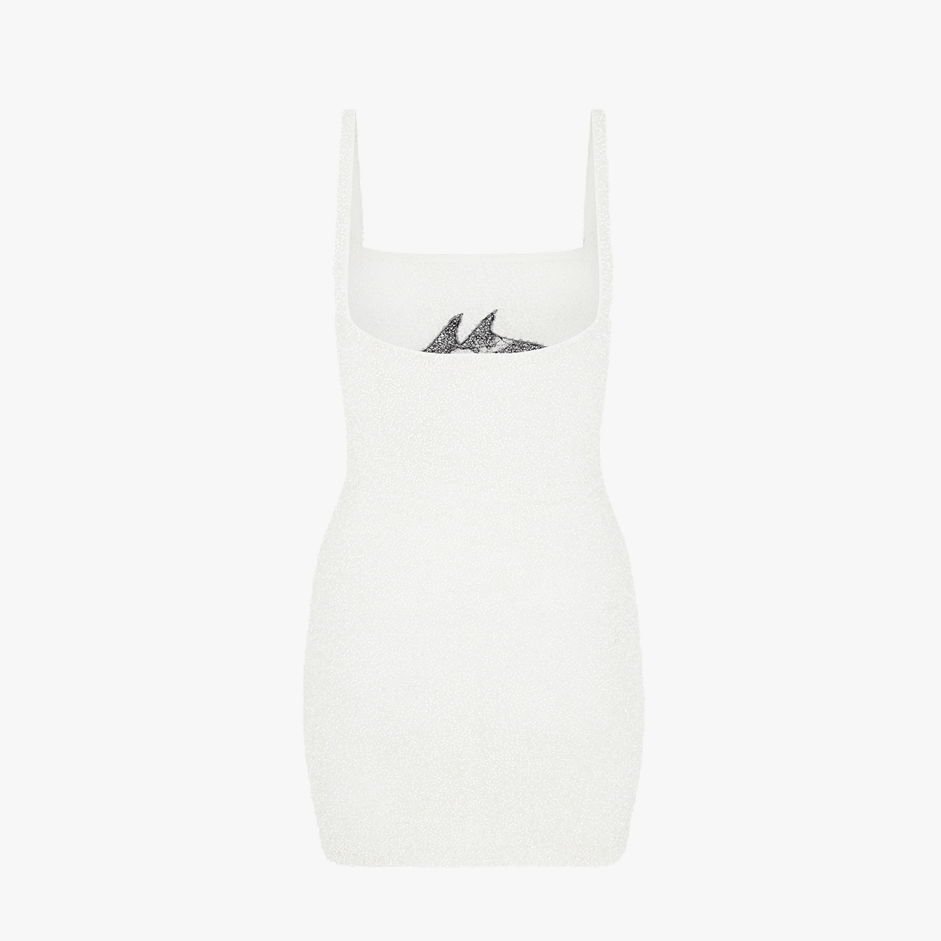 Marina Embroidered Luxury Sequin White Mini Dress in White made by Oceanus Swimwear