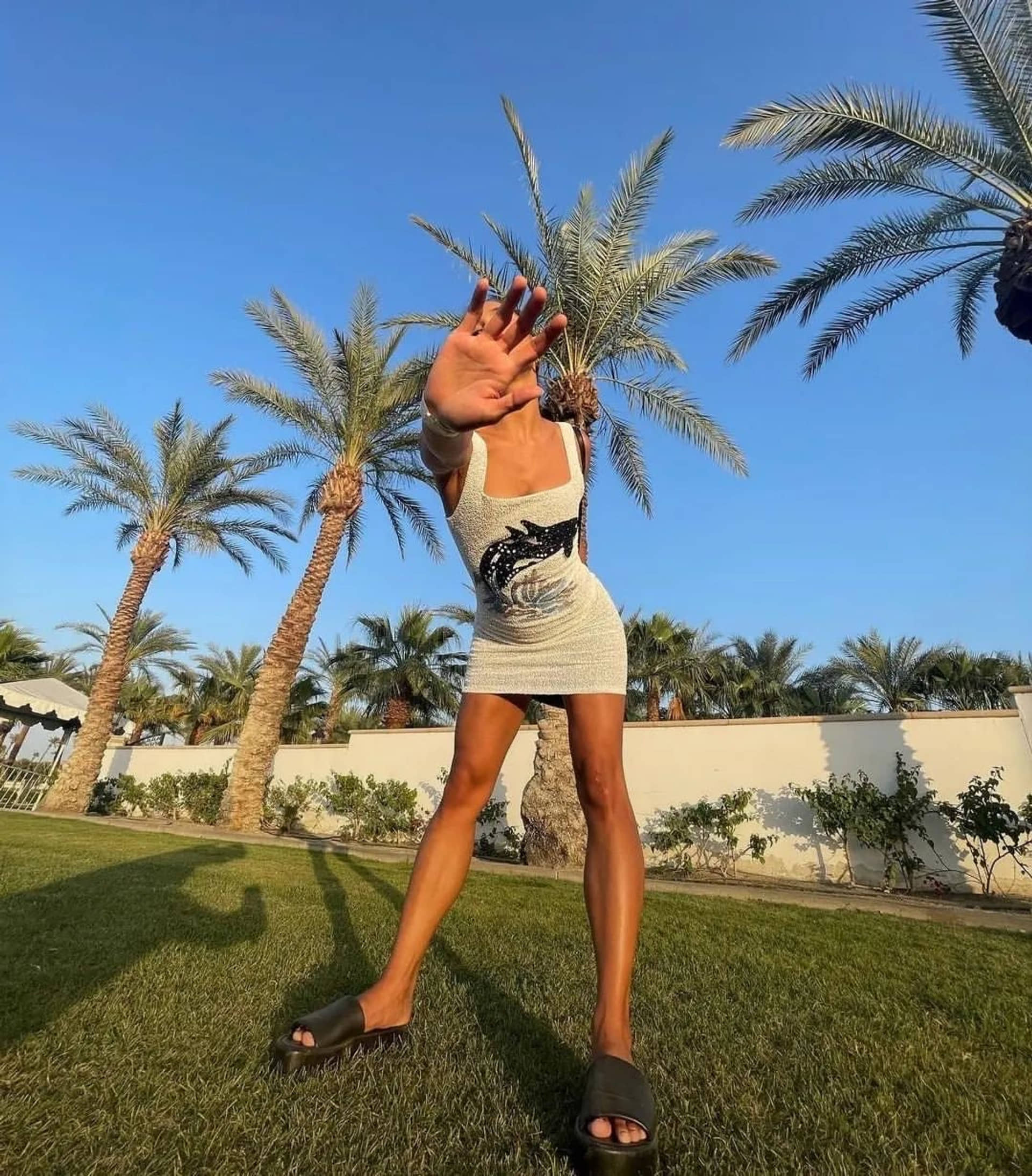 Marina Embroidered Luxury Sequin White Mini Dress in White made by Oceanus Swimwear